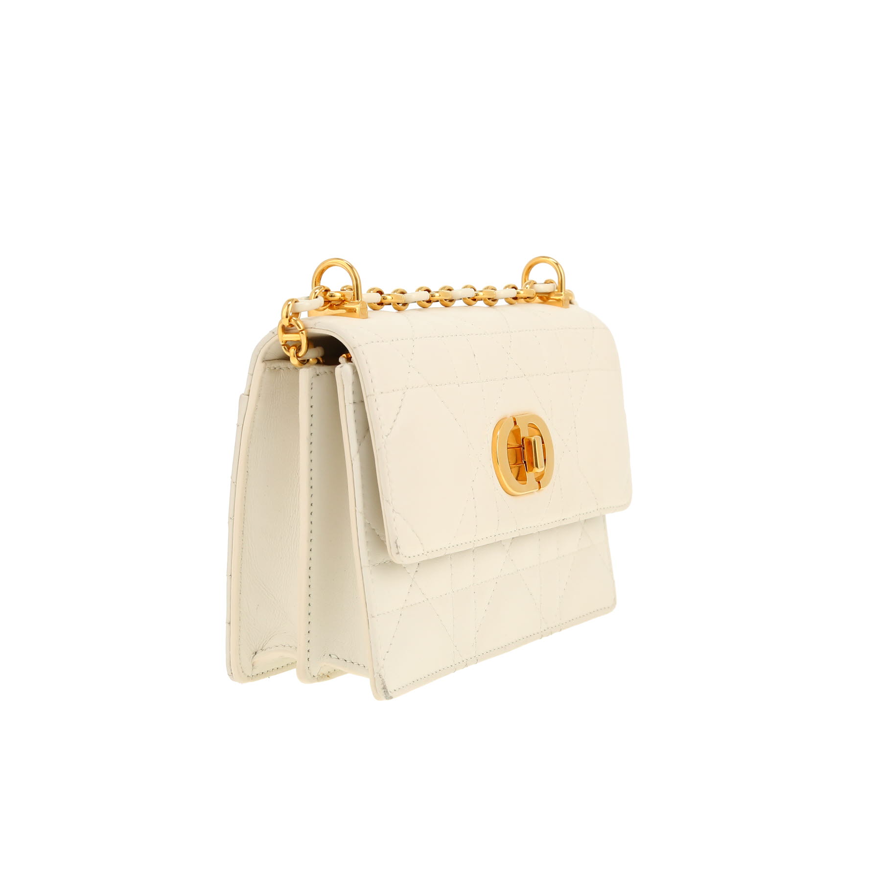 Sac bandoulière Dior  Miss Caro mini  en cuir cannage blanc