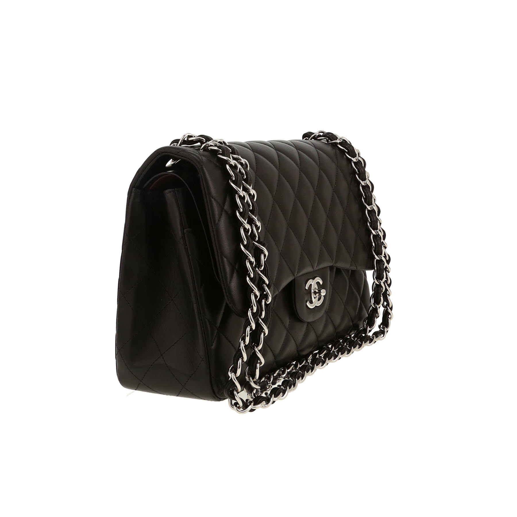 Chanel  Timeless Jumbo shoulder bag  in black quilted leather