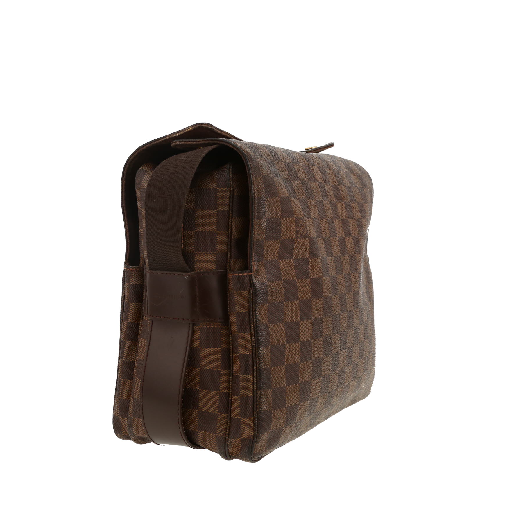 Borsa a tracolla Louis Vuitton  Naviglio in tela a scacchi ebana e pelle marrone