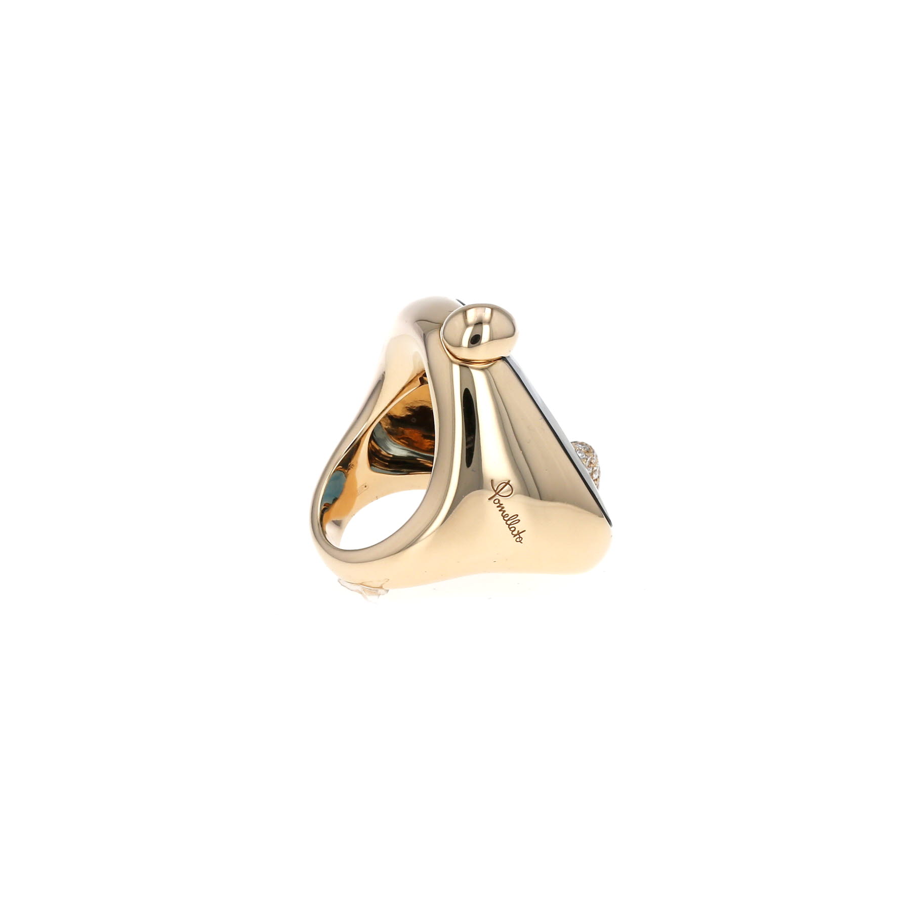 Pomellato Ritratto large model ring in pink gold, topaz and diamonds