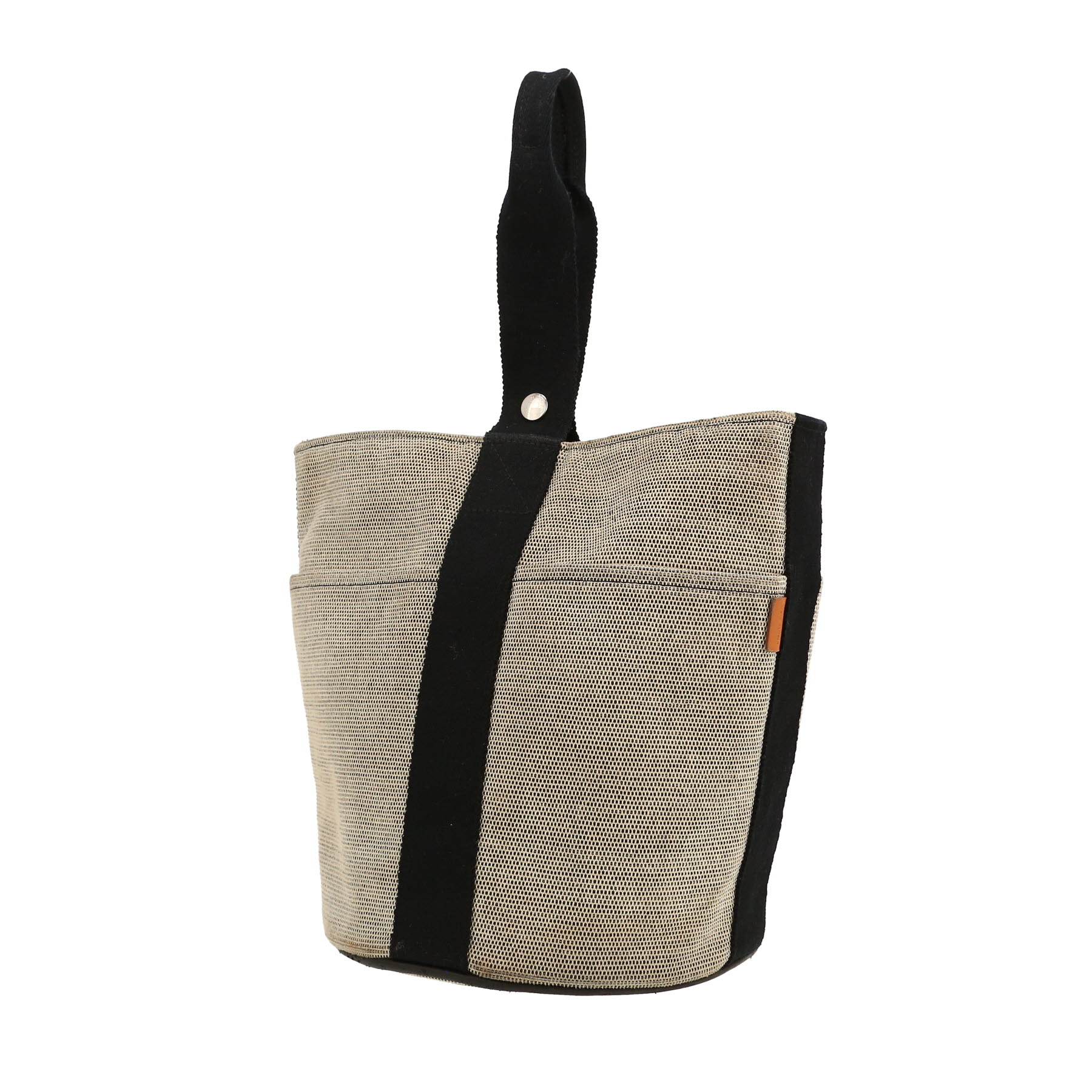 Hermès   handbag  in beige and black canvas