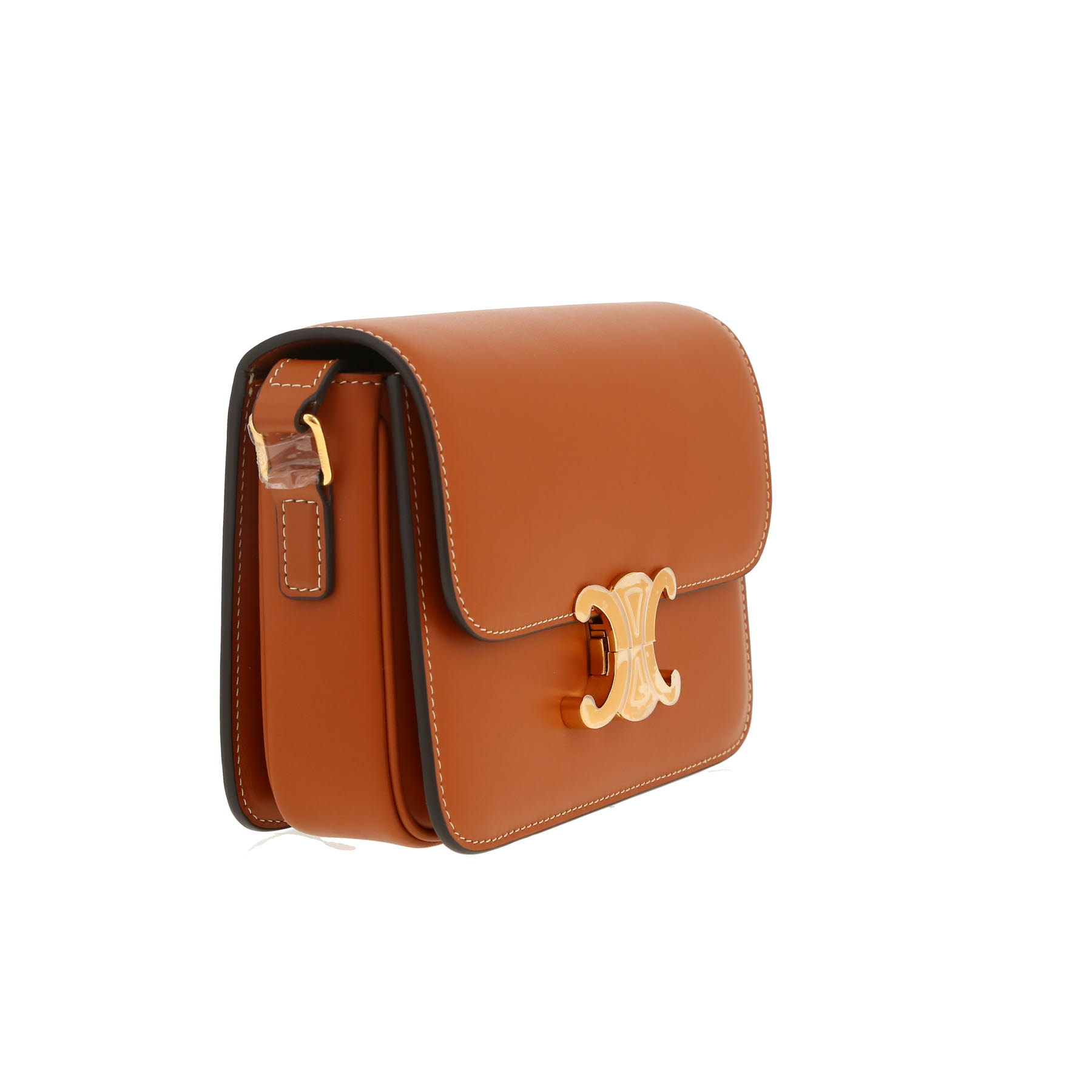 Sac bandoulière Celine  Triomphe Teen en cuir Tan