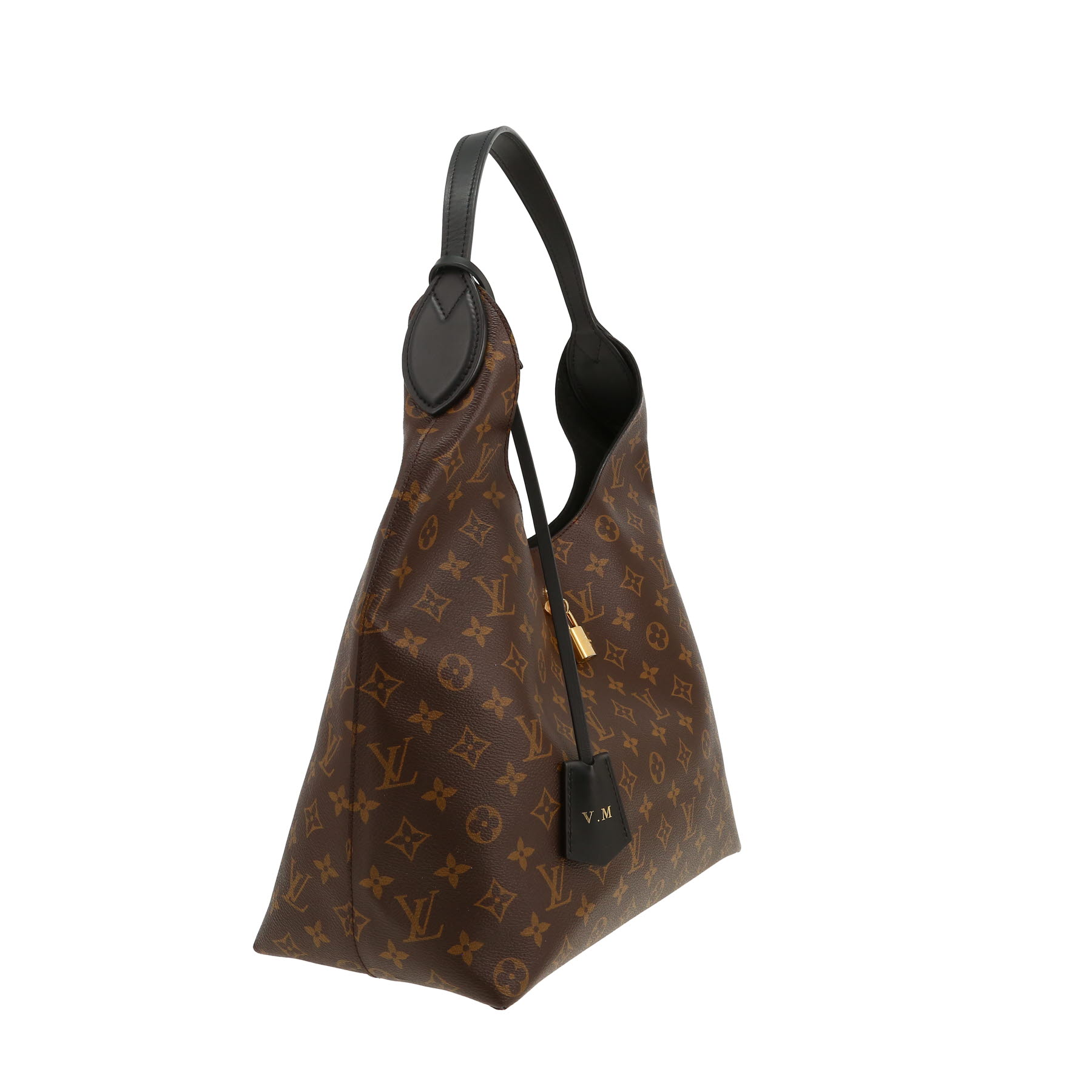 Louis Vuitton  Flower Hobo shopping bag  in brown monogram canvas  and black leather
