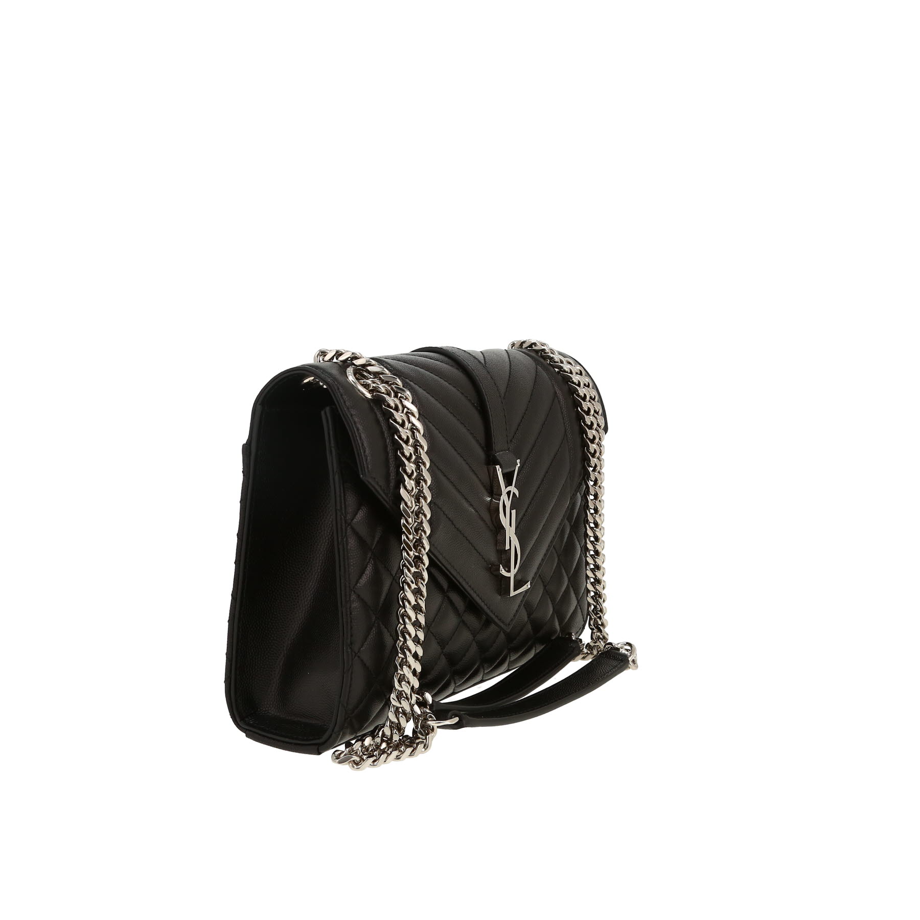 Borsa a tracolla Saint Laurent  Envelope modello medio  in pelle martellata e trapuntata nera