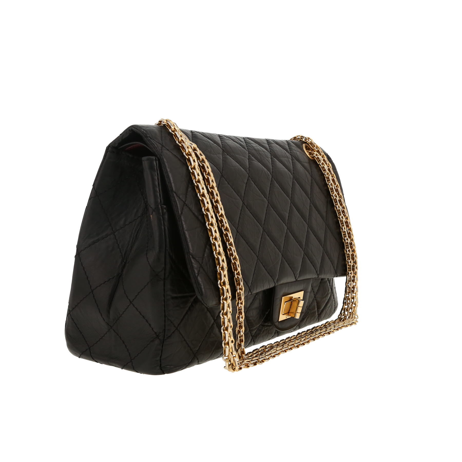 Chanel  2.55 shoulder bag  in black quilted leather