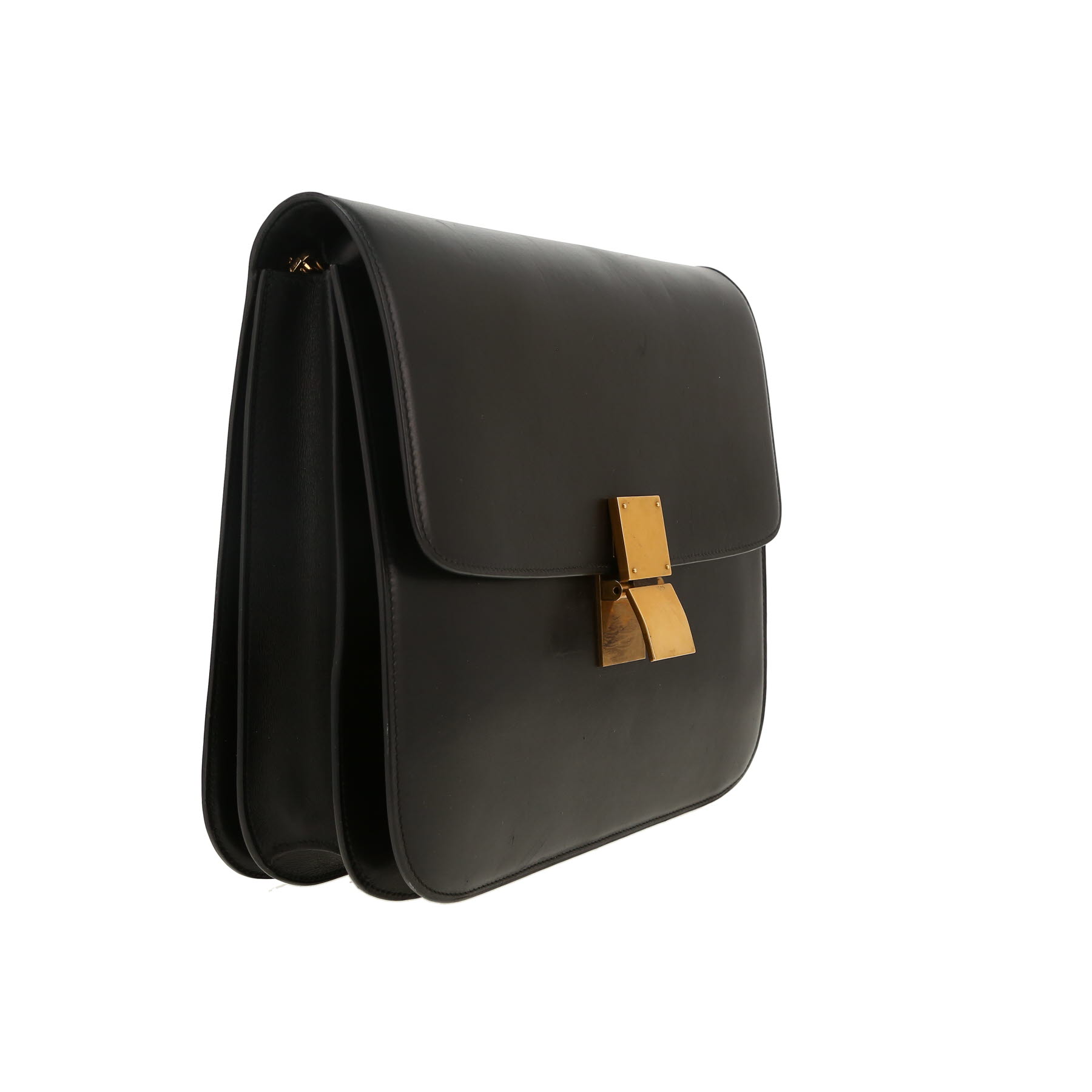 Celine  Classic Box large model  shoulder bag  in black box leather