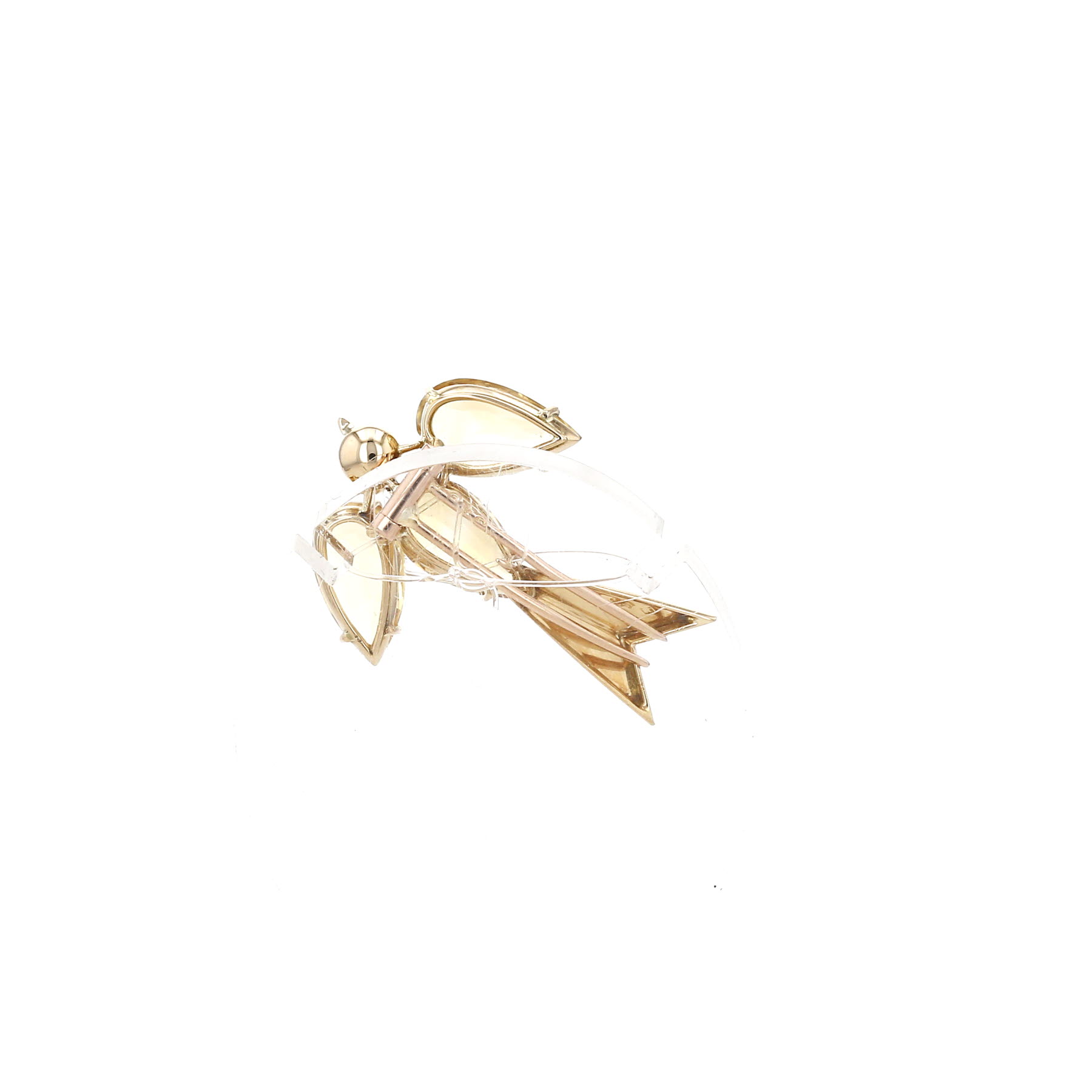 Vintage   1940's brooch in yellow gold and citrine