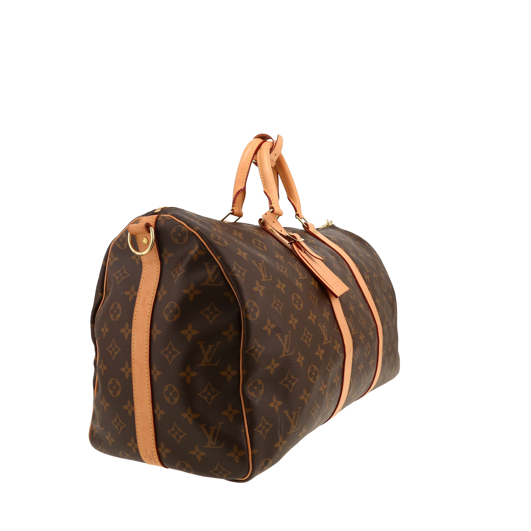 Louis Vuitton Keepall 50 travel bag in brown Monogram canvas and natural leather