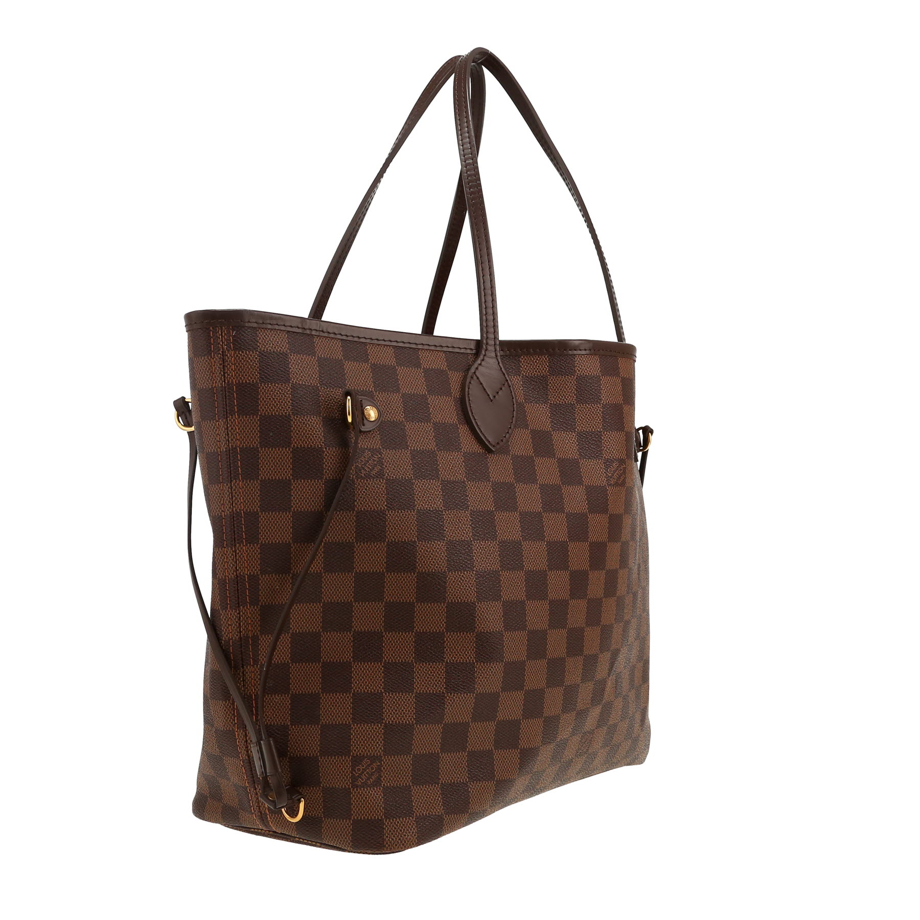 Sac cabas Louis Vuitton  Neverfull en toile damier ébène et cuir marron