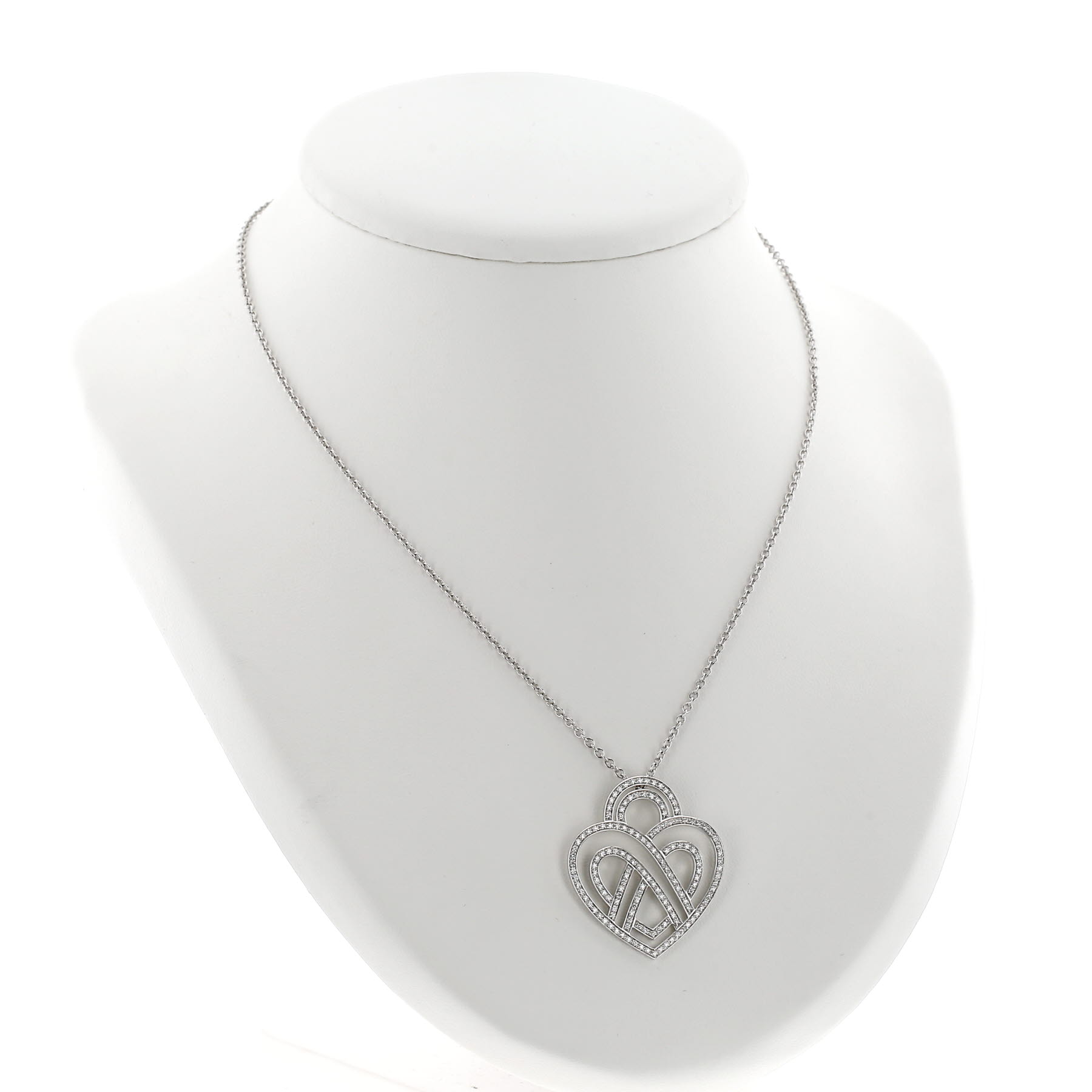 Poiray Coeur Entrelacé large model necklace in white gold and diamonds