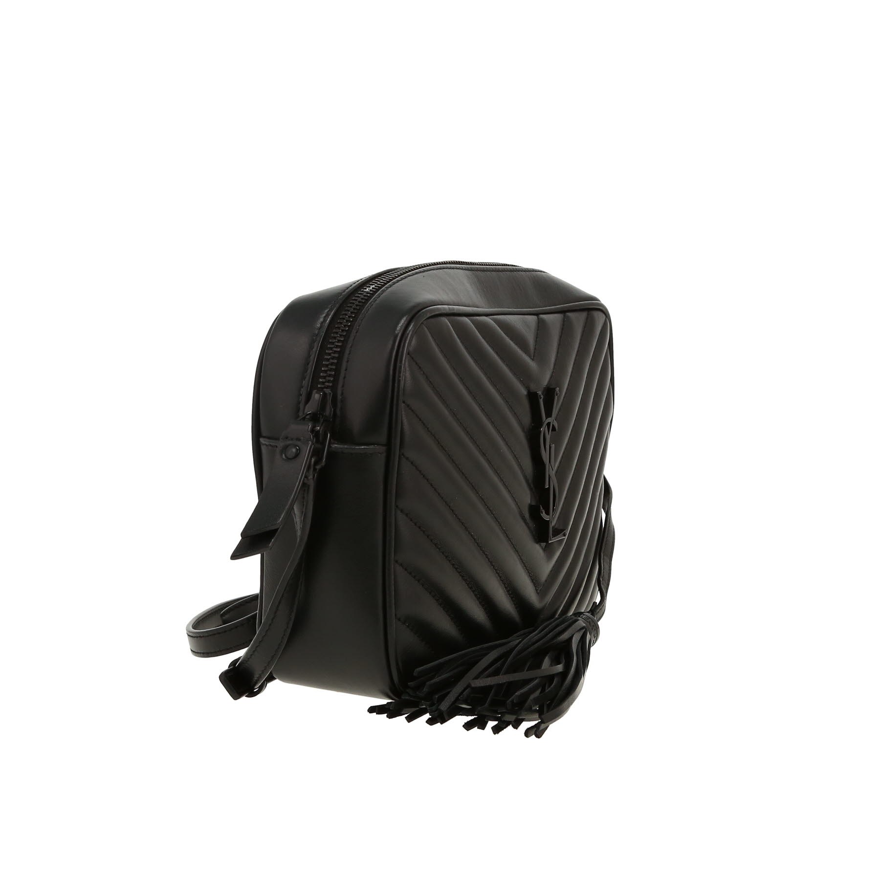 Saint Laurent  Lou Sac Caméra shoulder bag  in black chevron quilted leather