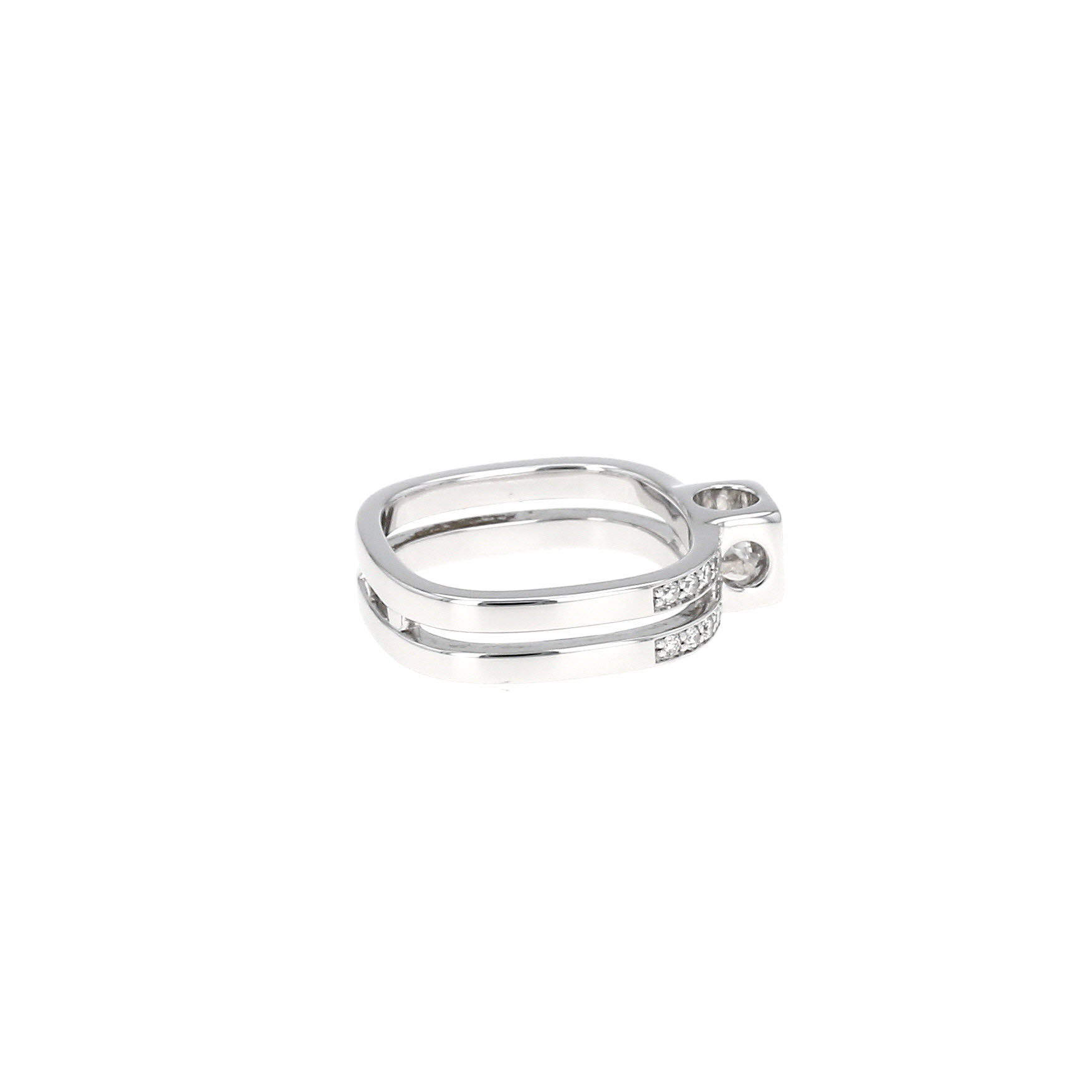Bague Dinh Van Le Cube Diamant grand modèle en or blanc et diamants