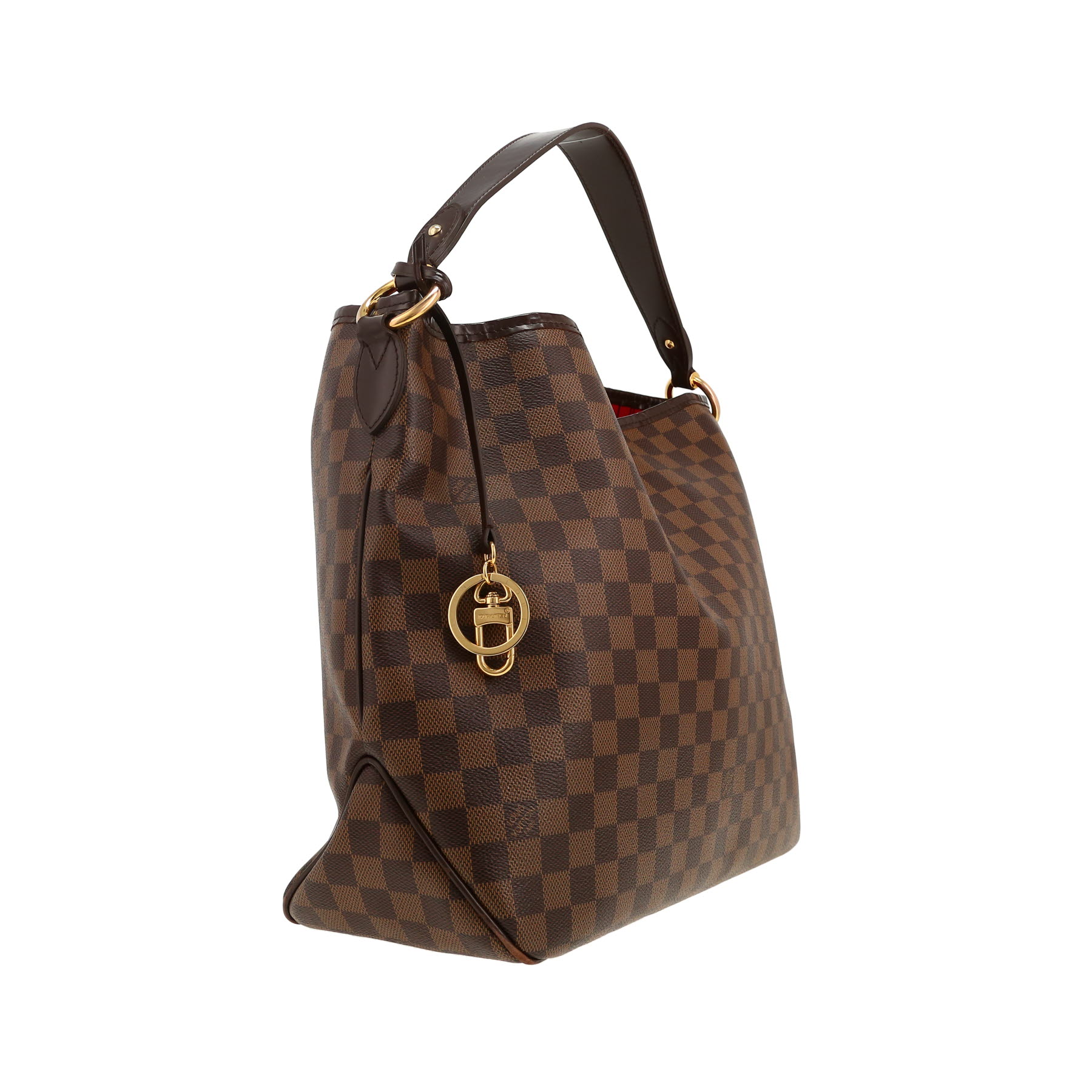 Louis Vuitton  Delightful bag worn on the shoulder or carried in the hand  in ebene damier canvas  and brown leather