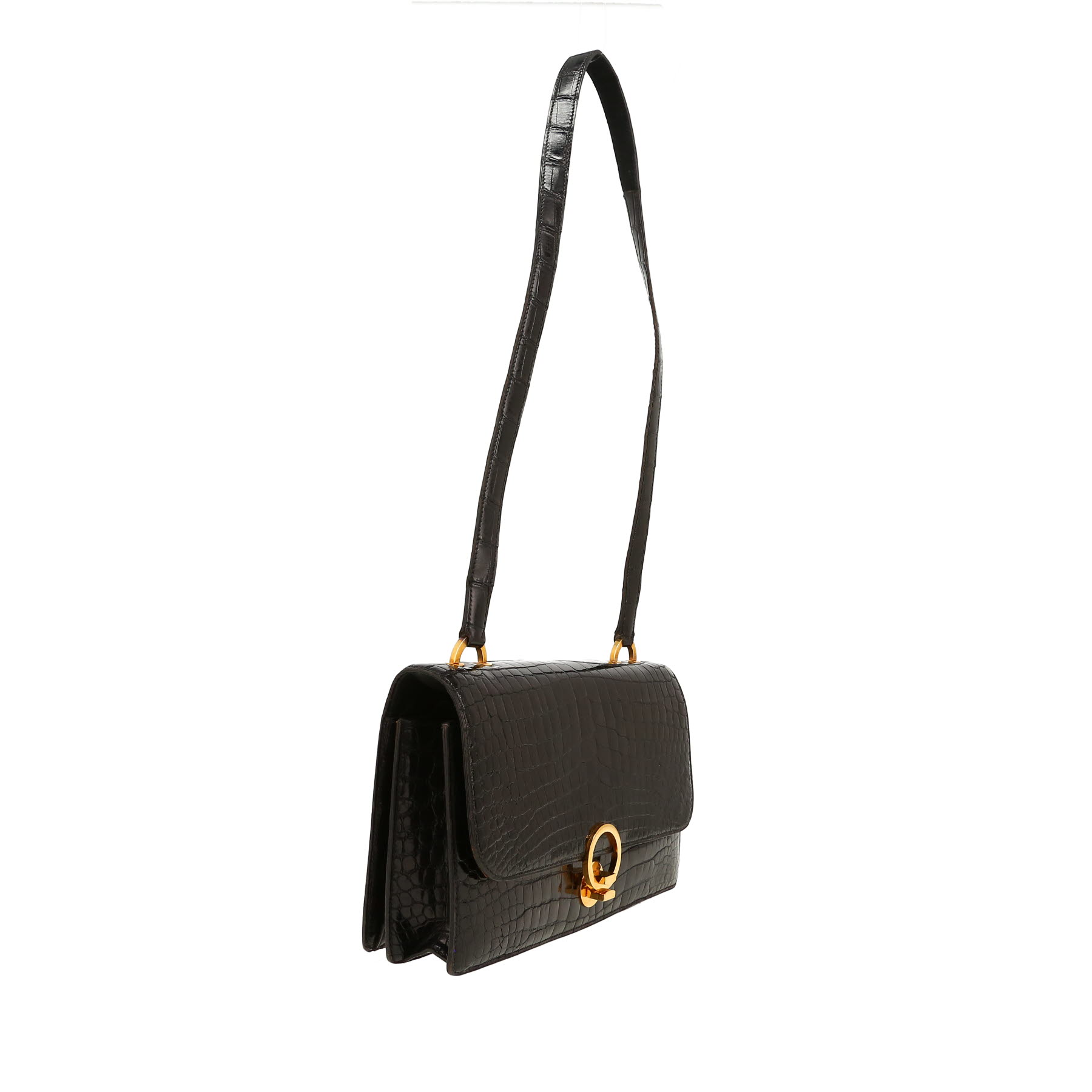 Hermès  Ring handbag  in black crocodile
