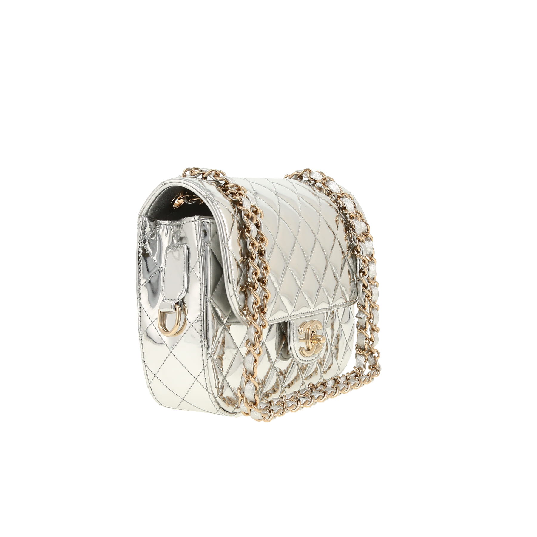 Bolso de mano Chanel  Timeless en charol acolchado plateado