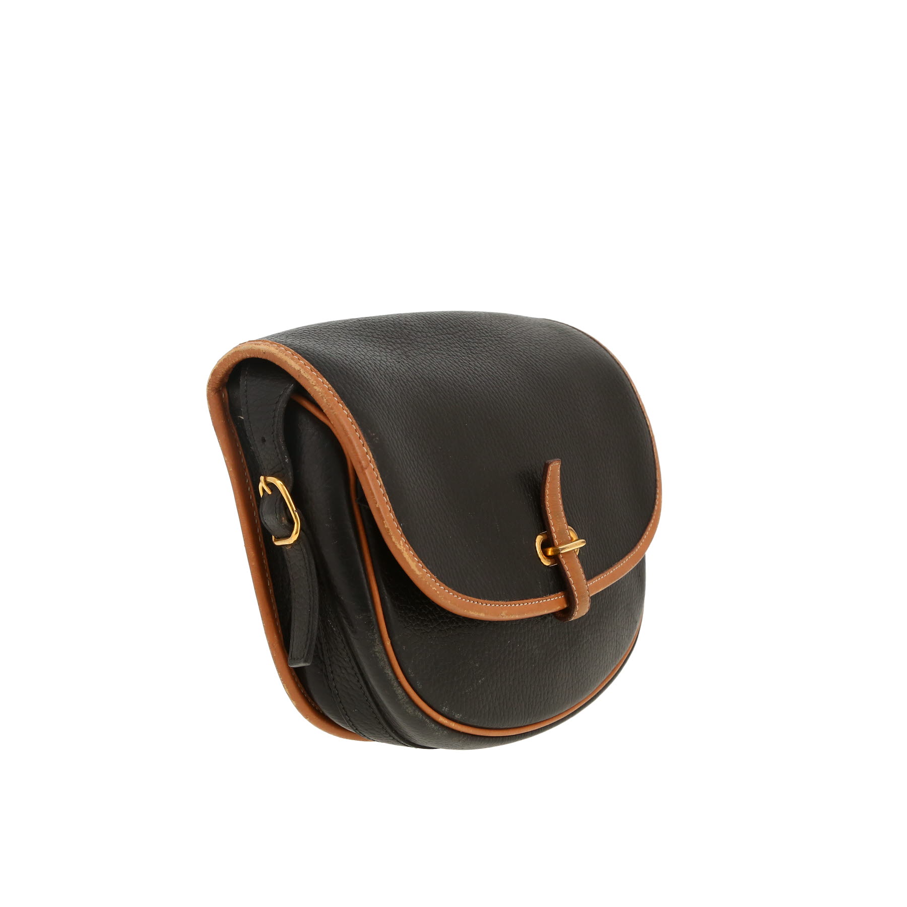 Hermès   shoulder bag  in black and gold grained leather