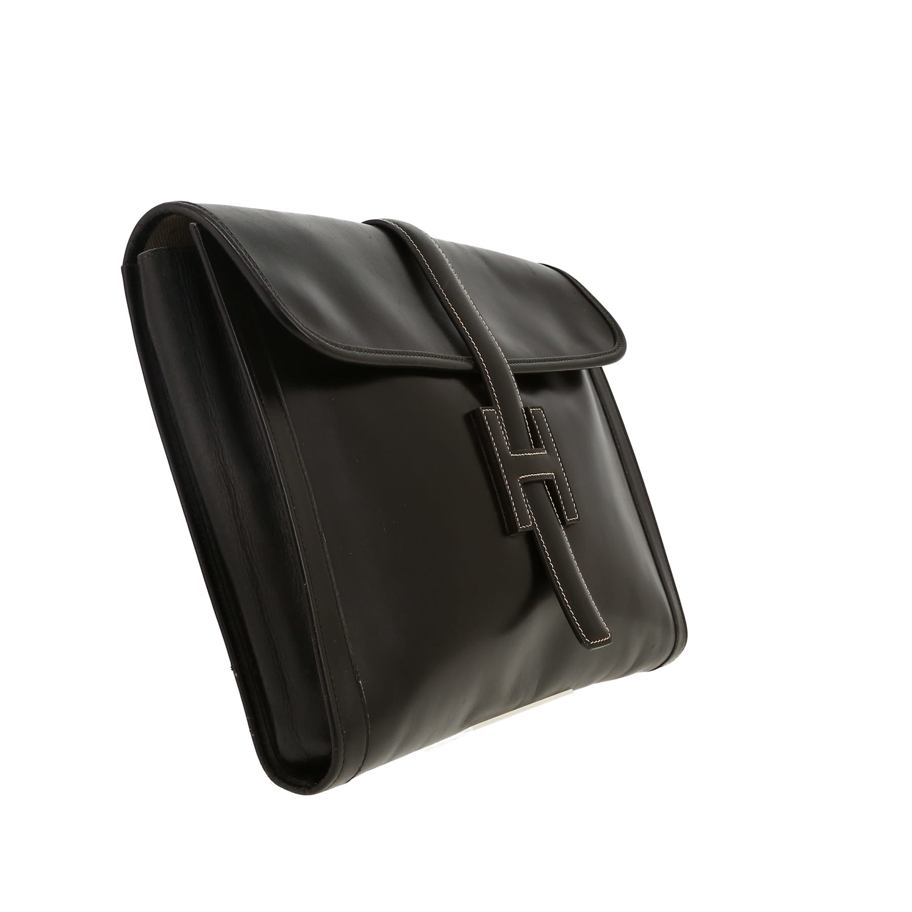 Hermès  Jige pouch  in black box leather