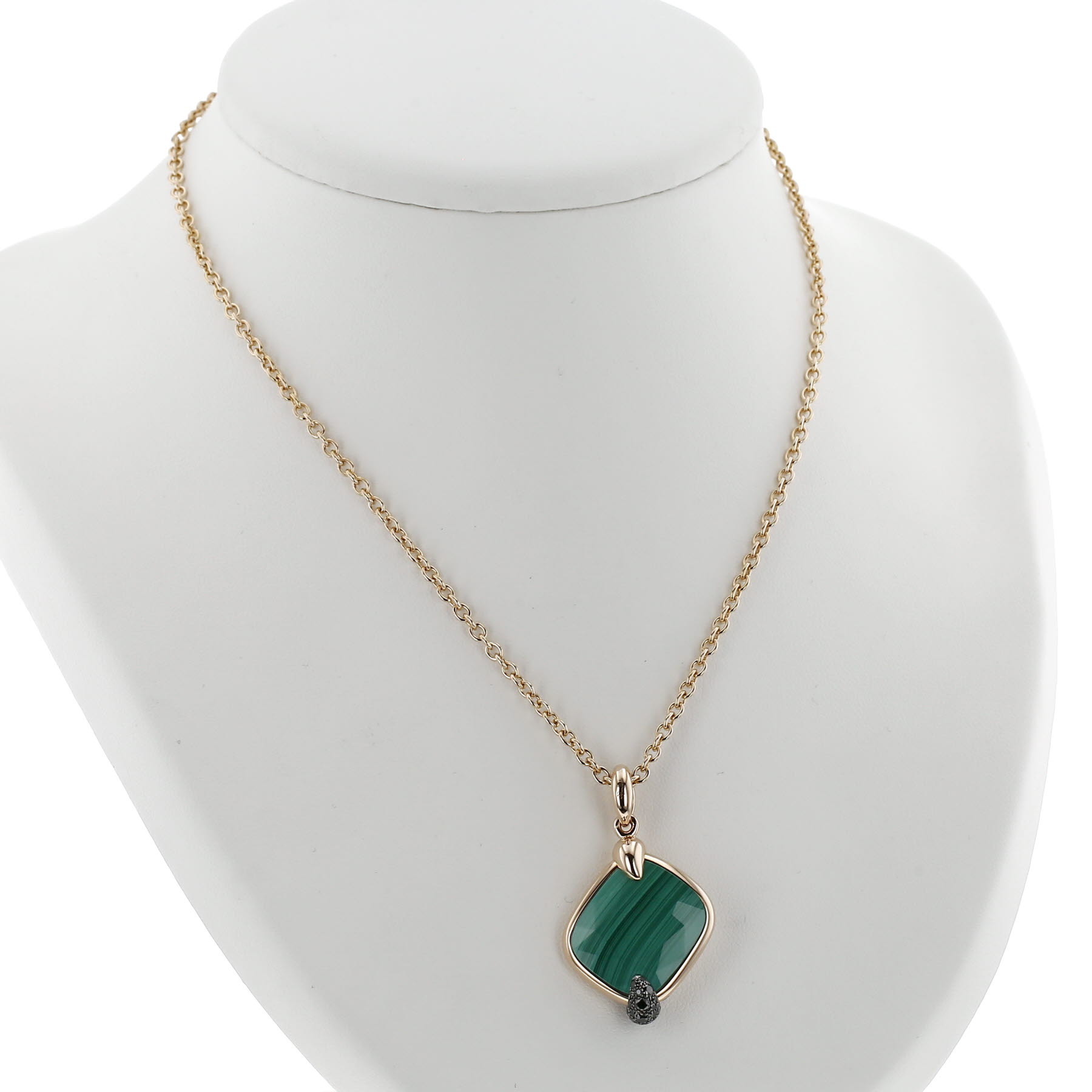 Collier Pomellato Ritratto grand modèle en or rose, malachite et diamants noir