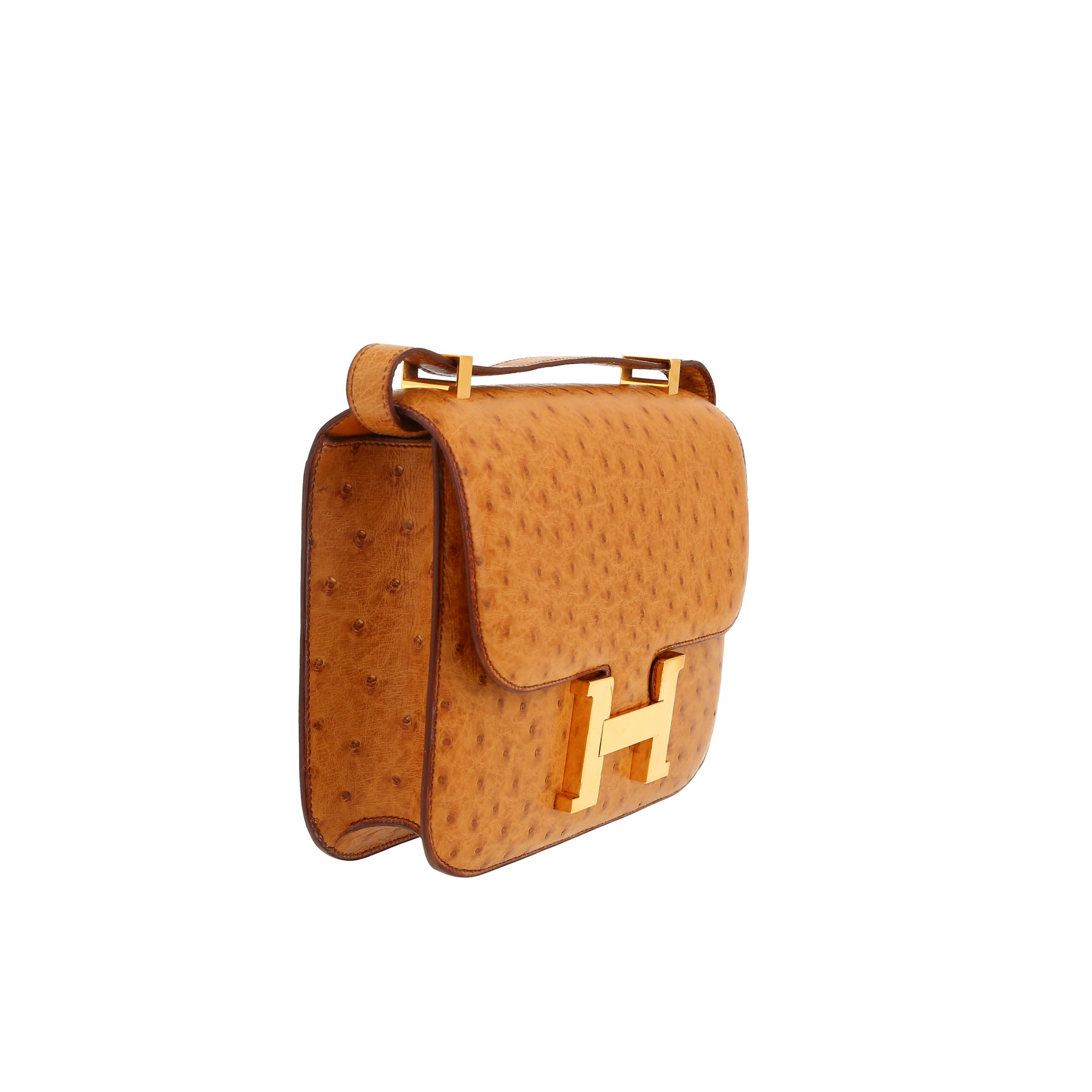 Hermès  Constance handbag  in gold ostrich leather