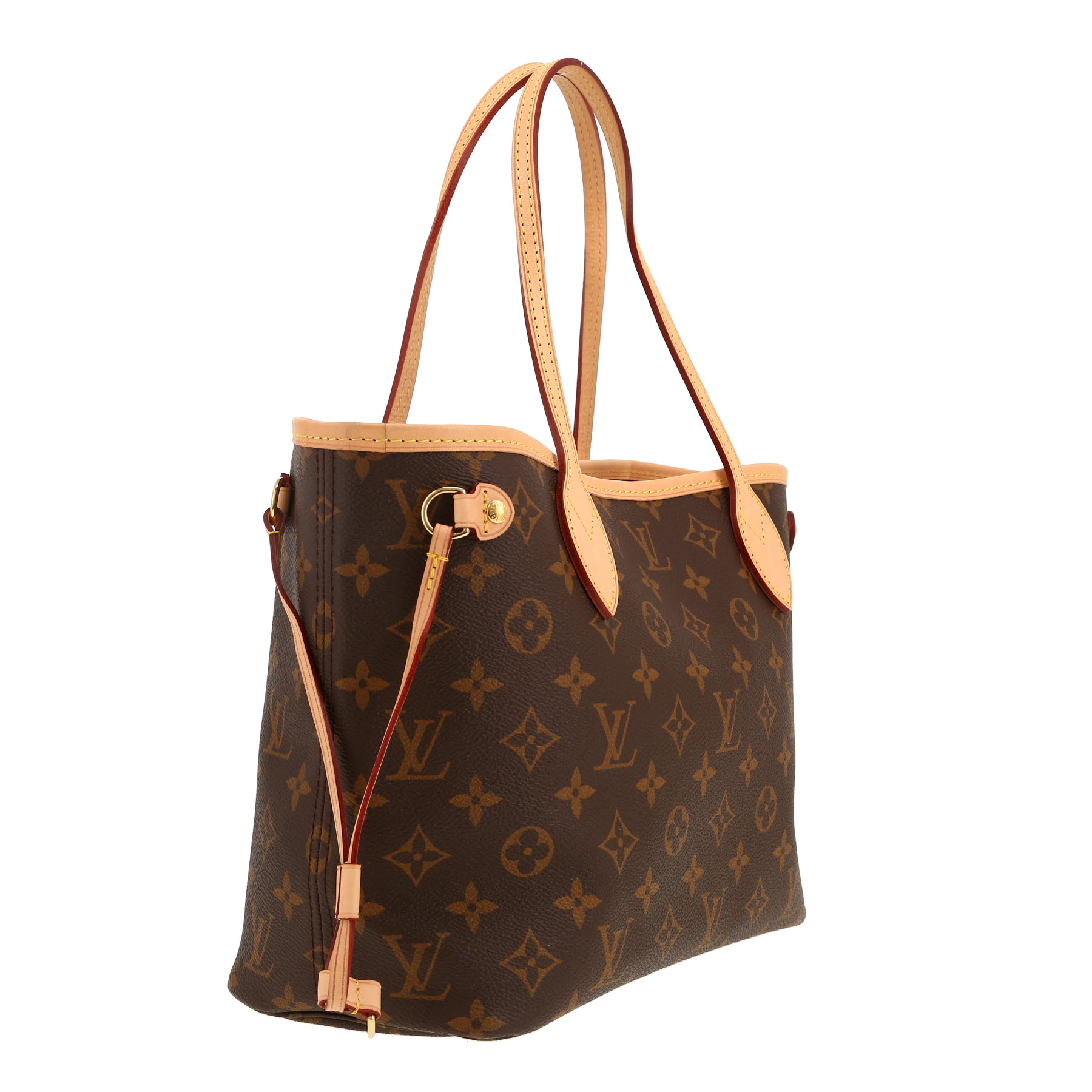 Louis Vuitton  Neverfull small model  shopping bag  in brown monogram canvas  and natural leather