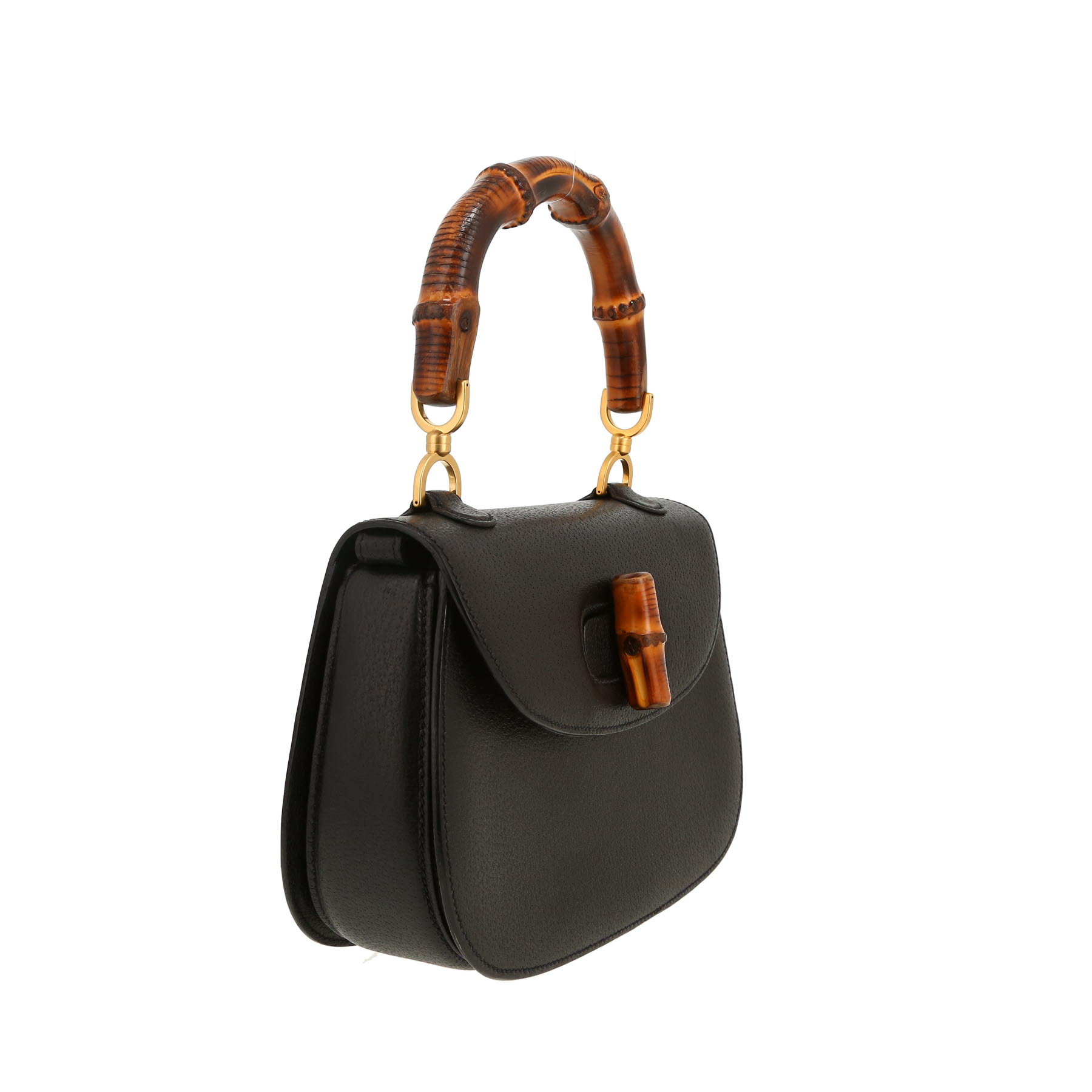 Sac à main Gucci  Bamboo en cuir de Pecari noir et bambou
