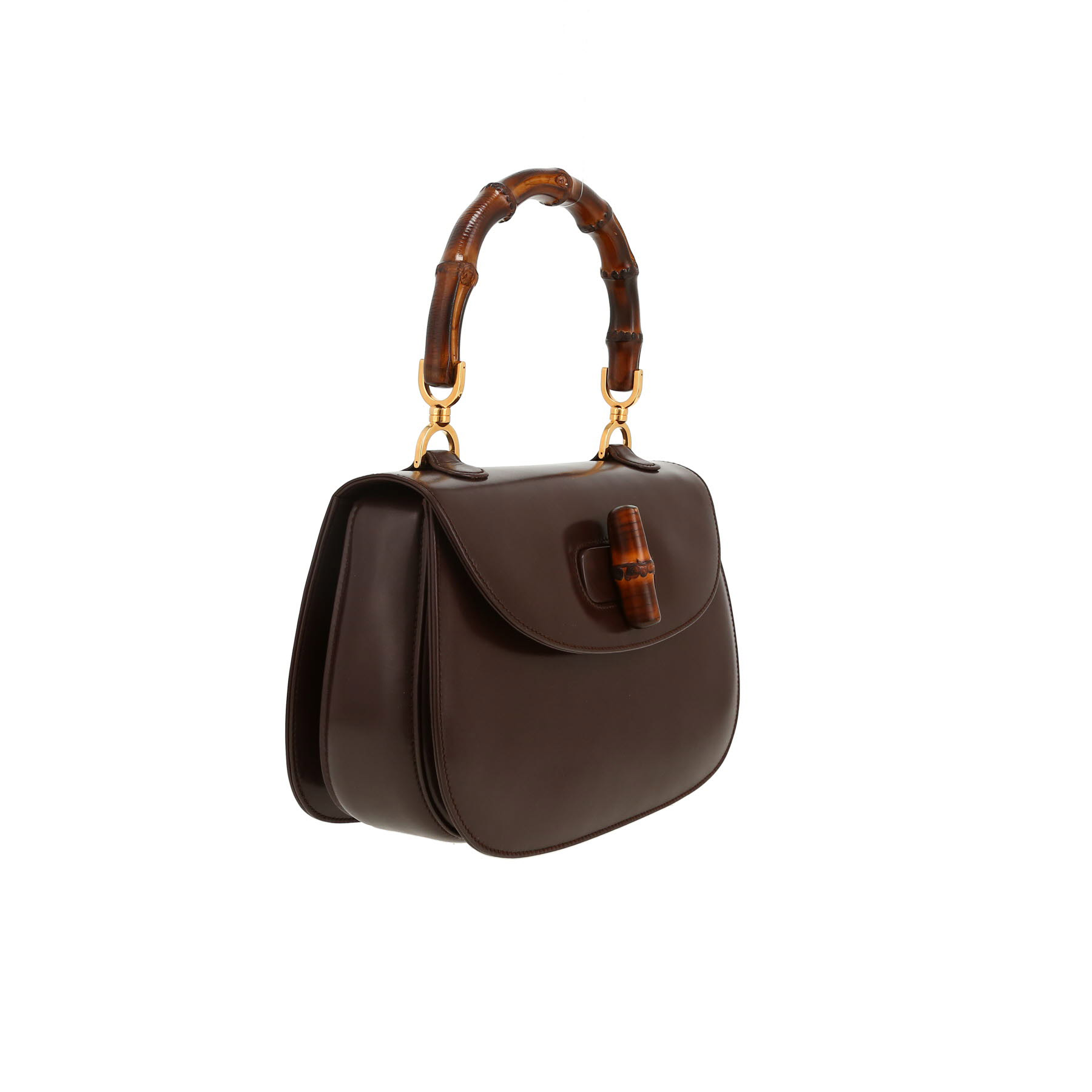 Gucci Bamboo shoulder bag in brown leather and bamboo