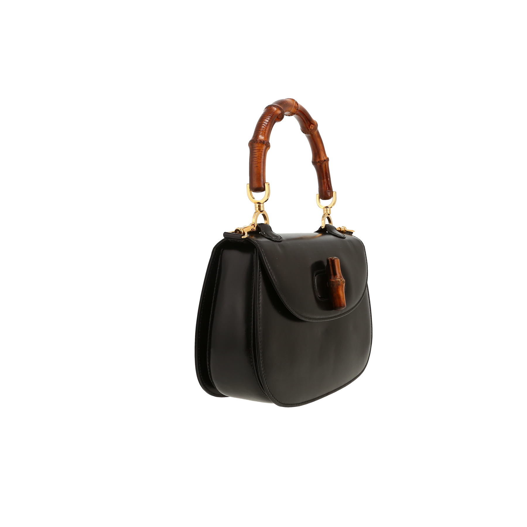 Gucci  Bamboo handbag  in black leather  and bamboo