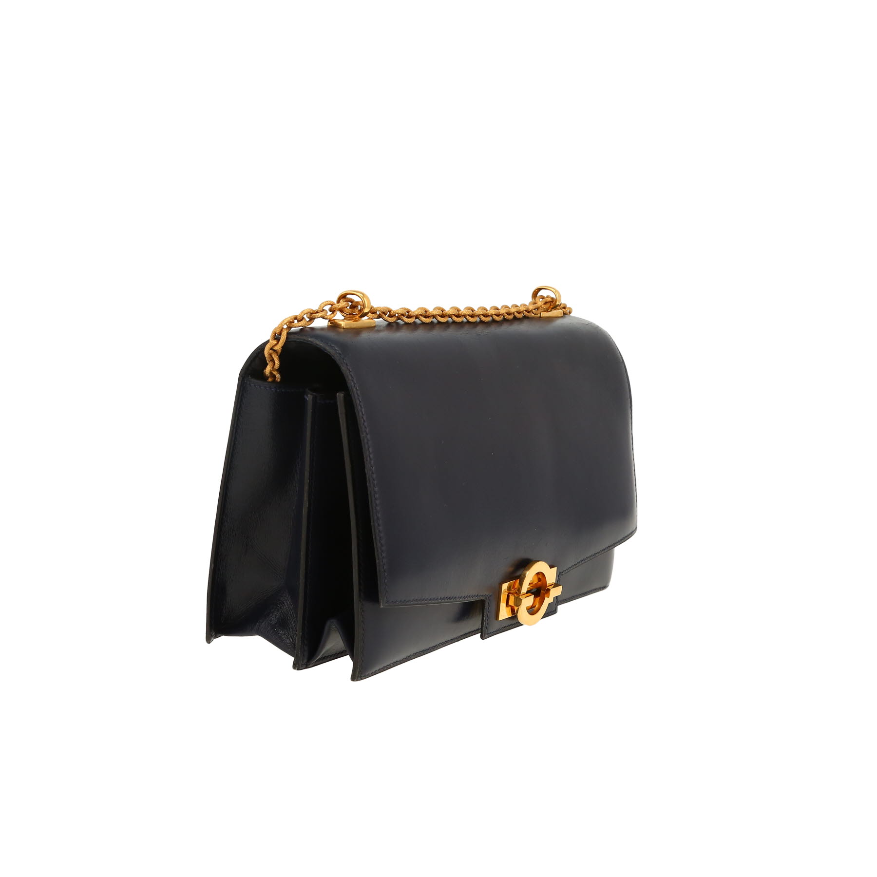 Hermès  Ring handbag  in navy blue box leather