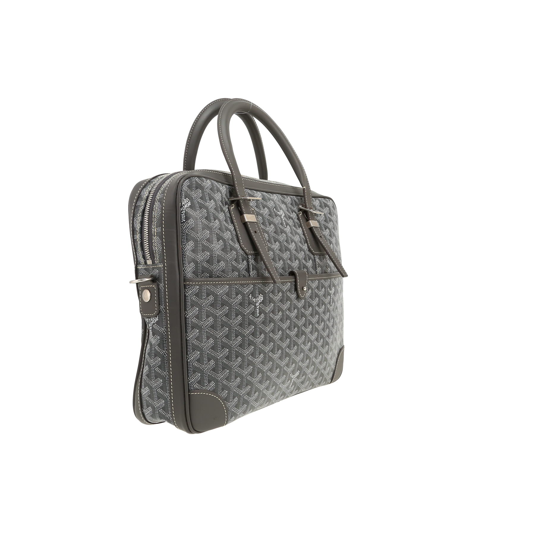 Porte-documents Goyard  Ambassade en toile Goyardine grise et cuir gris
