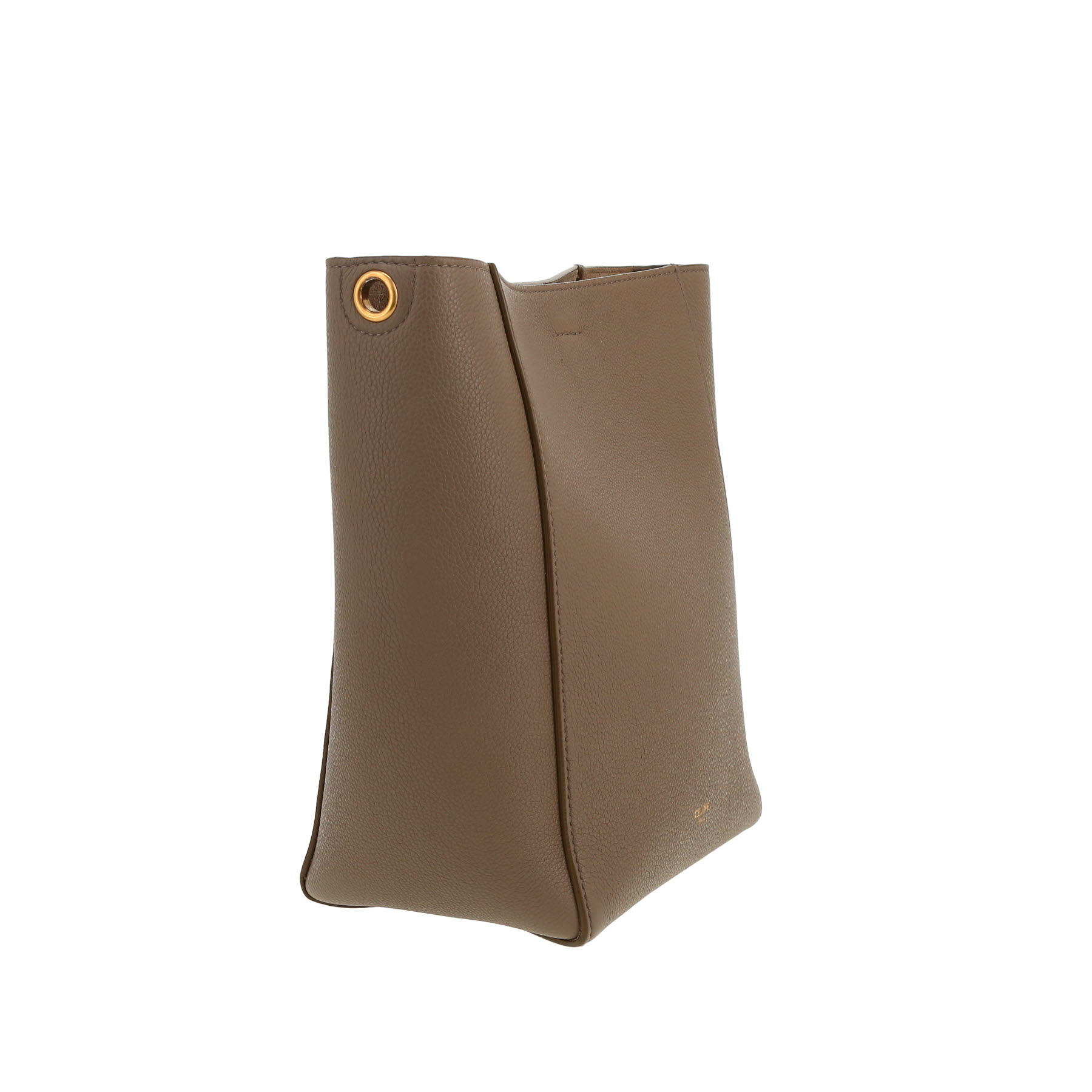 Borsa Celine  Sac Sangle in pelle martellata color talpa