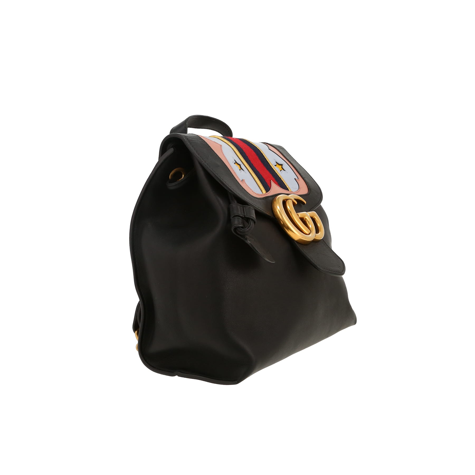 Gucci   backpack  in black, pink and blue smooth leather