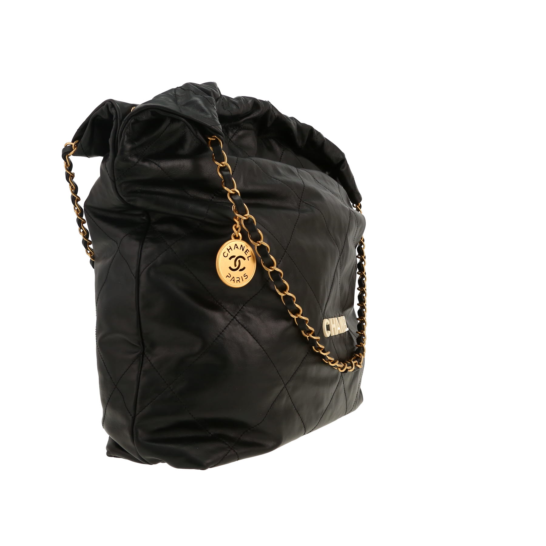 Chanel  22 large model  shopping bag  in black quilted leather