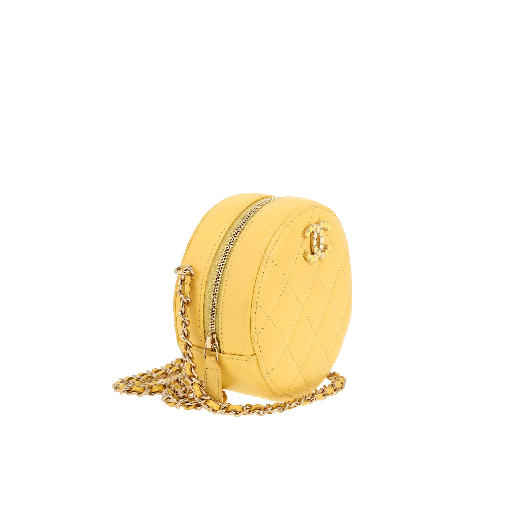 Chanel  Round on Earth shoulder bag  in yellow quilted leather
