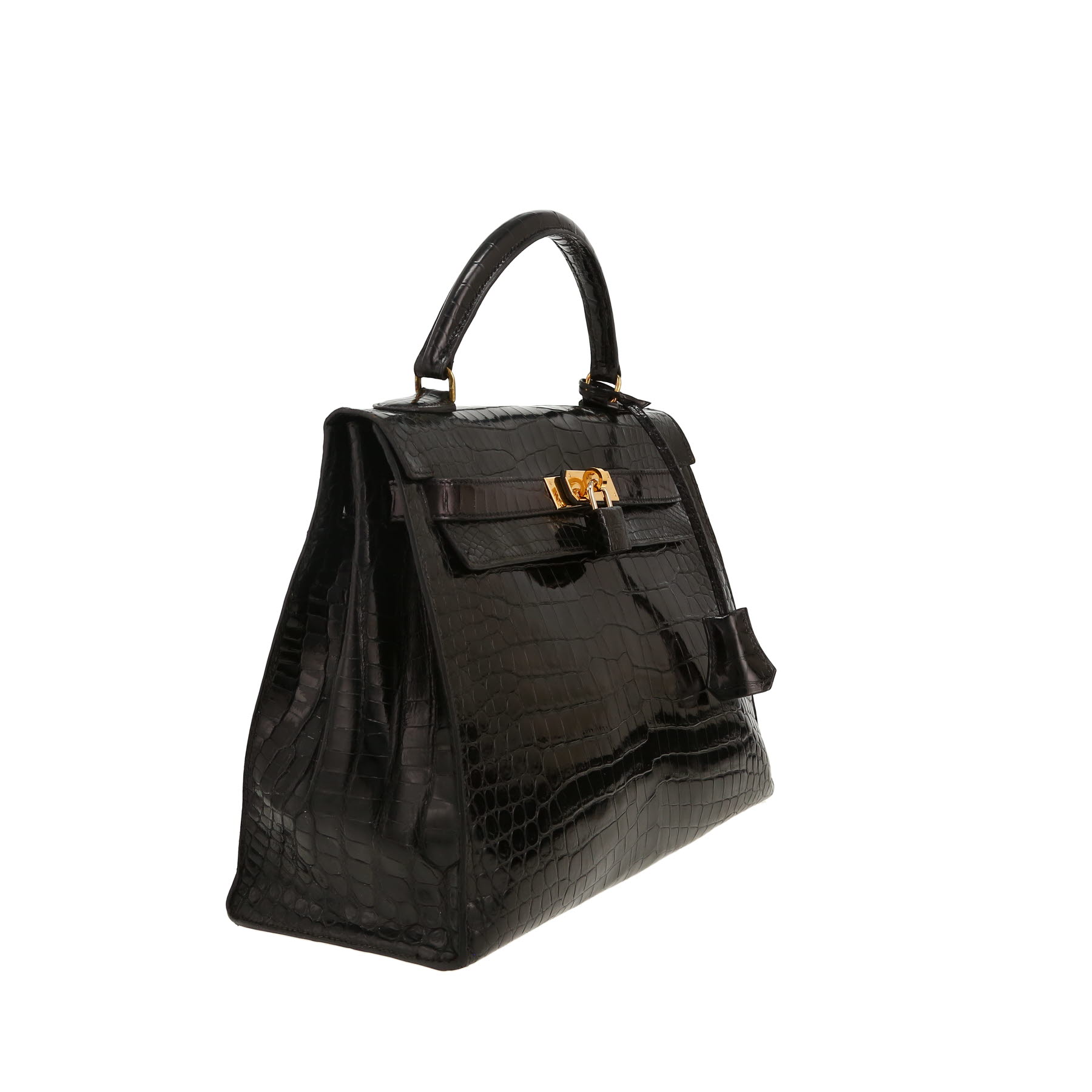 Borsa Hermès  Kelly 32 cm in coccodrillo marino nero