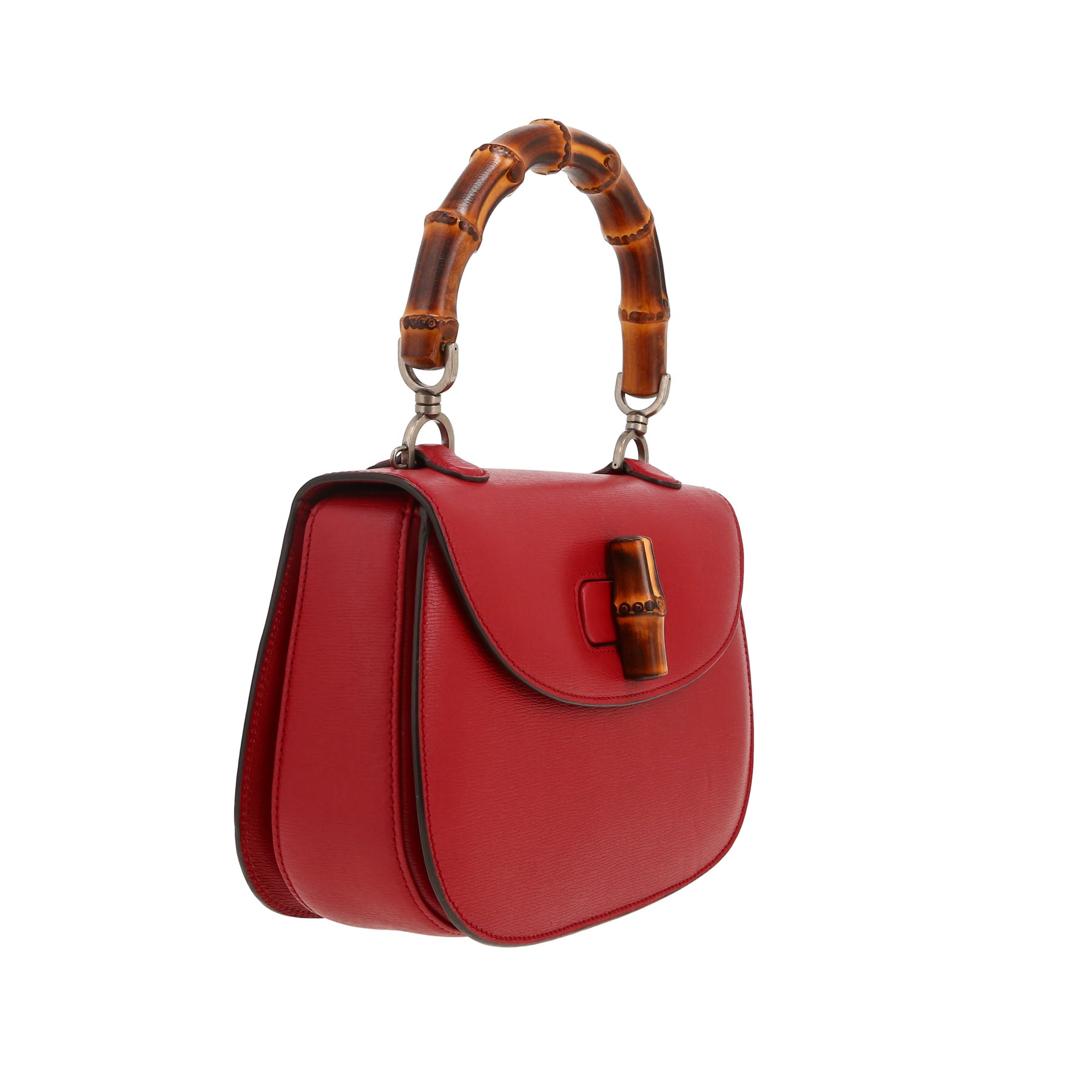 Bolso de mano Gucci  Bamboo en cuero rojo y bambú