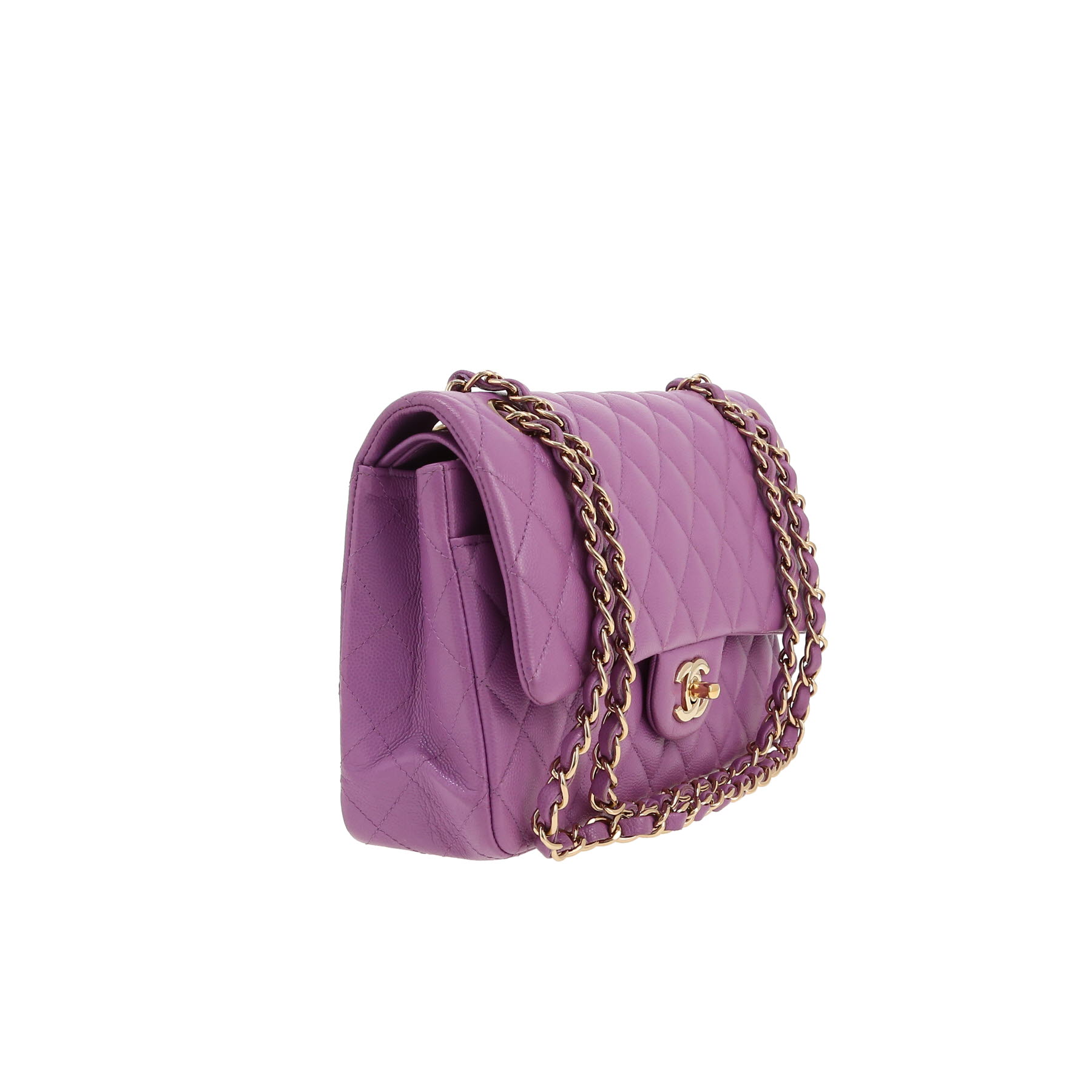 Sac à main Chanel  Timeless Classic en cuir grainé matelassé violet