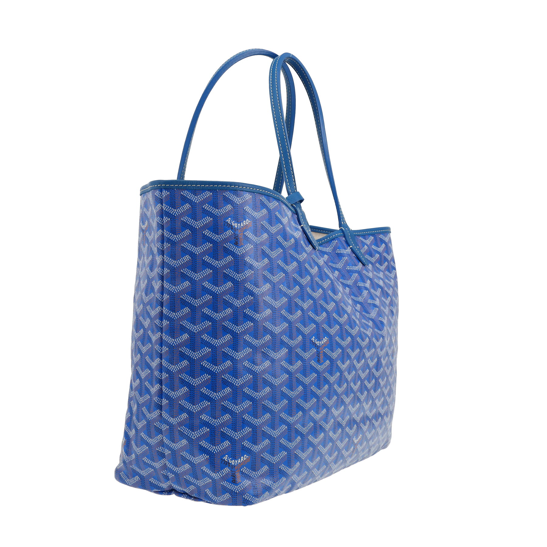 Sac cabas Goyard  Saint-Louis en toile Goyardine bleue et cuir bleu