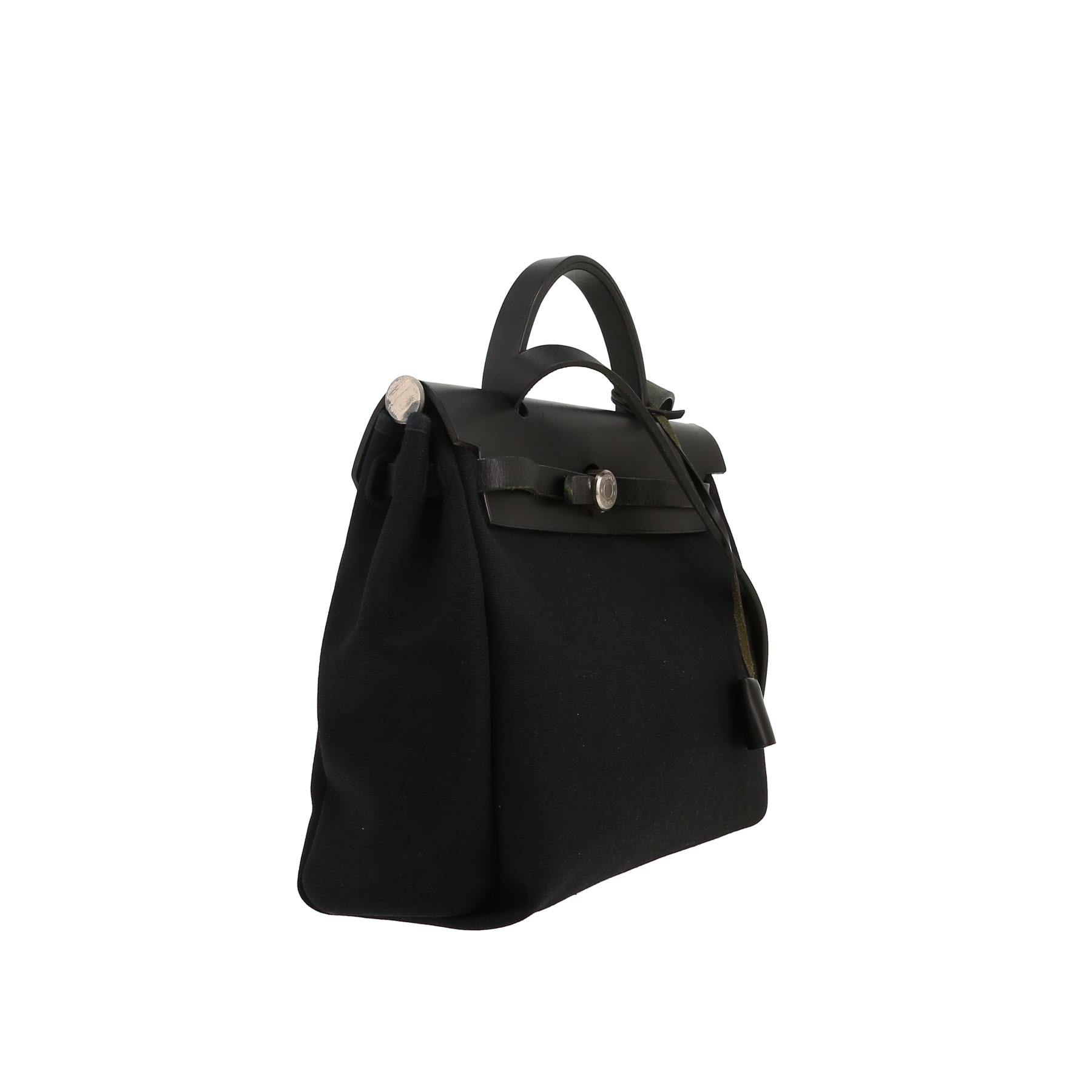 Borsa Hermès Herbag in tela nera e pelle nera