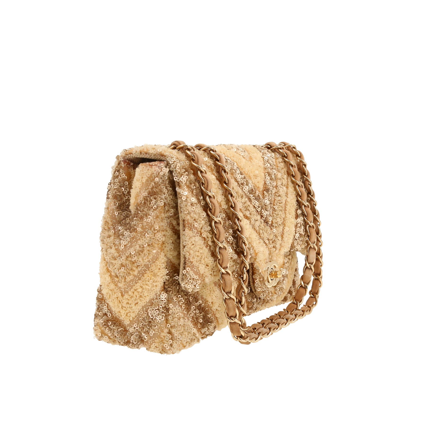 Chanel  Timeless handbag  in beige canvas  and paillette