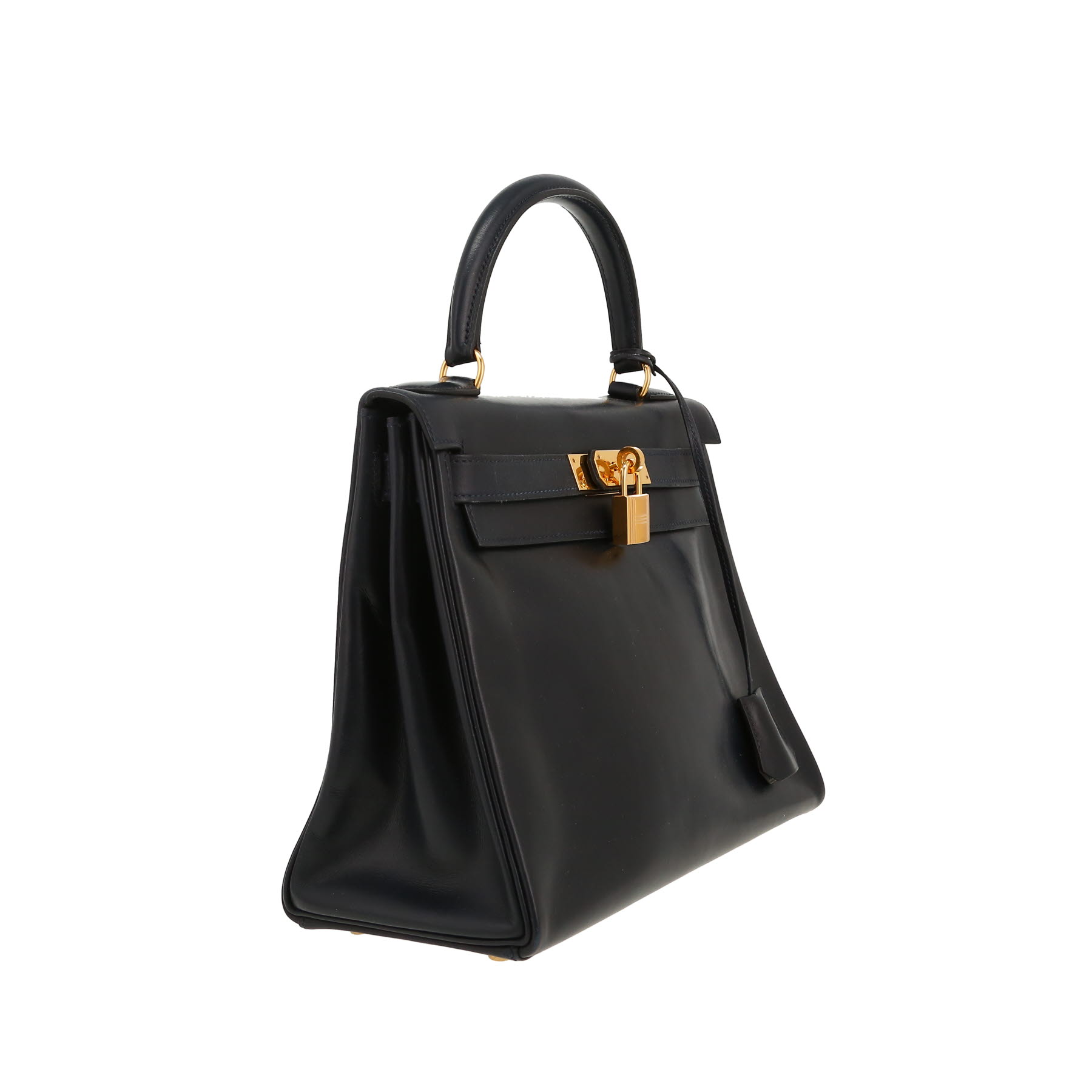Bolso de mano Hermès  Kelly 28 cm en cuero box azul marino