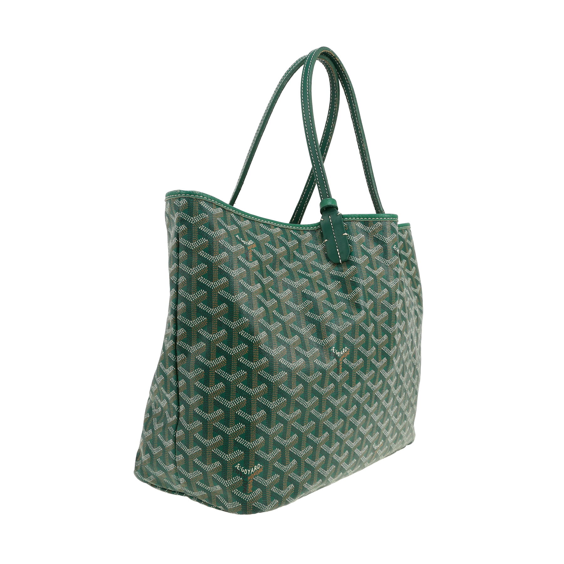Goyard  Saint-Louis shopping bag  in green Goyard canvas  and green leather