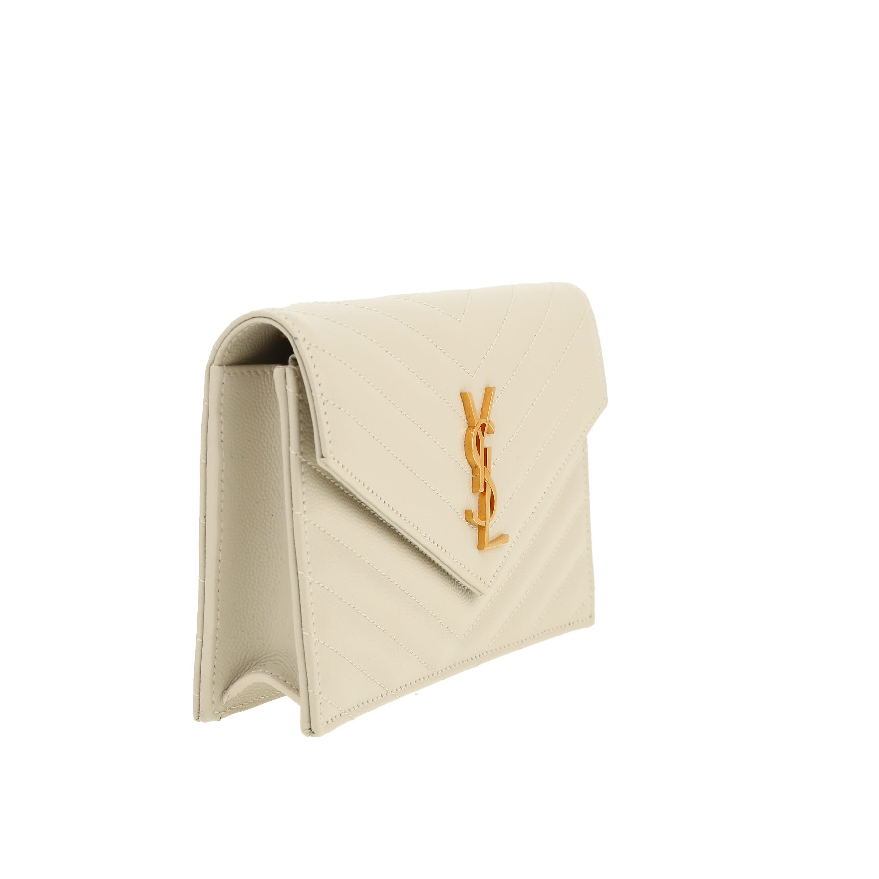 Saint Laurent  Cassandre shoulder bag  in white chevron quilted leather