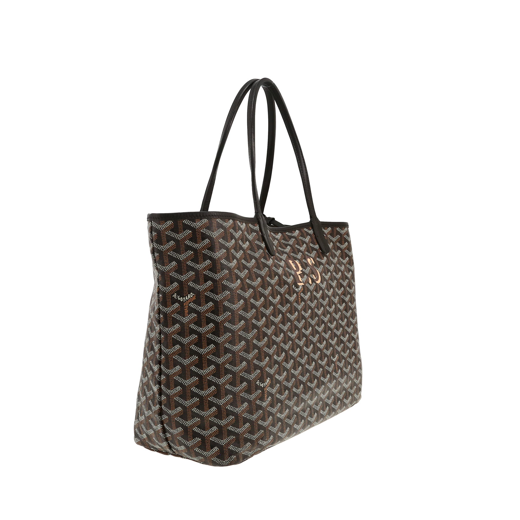 Bolso tipo cabas Goyard «Saint-Louis» de lona Goyardine negra y piel negra