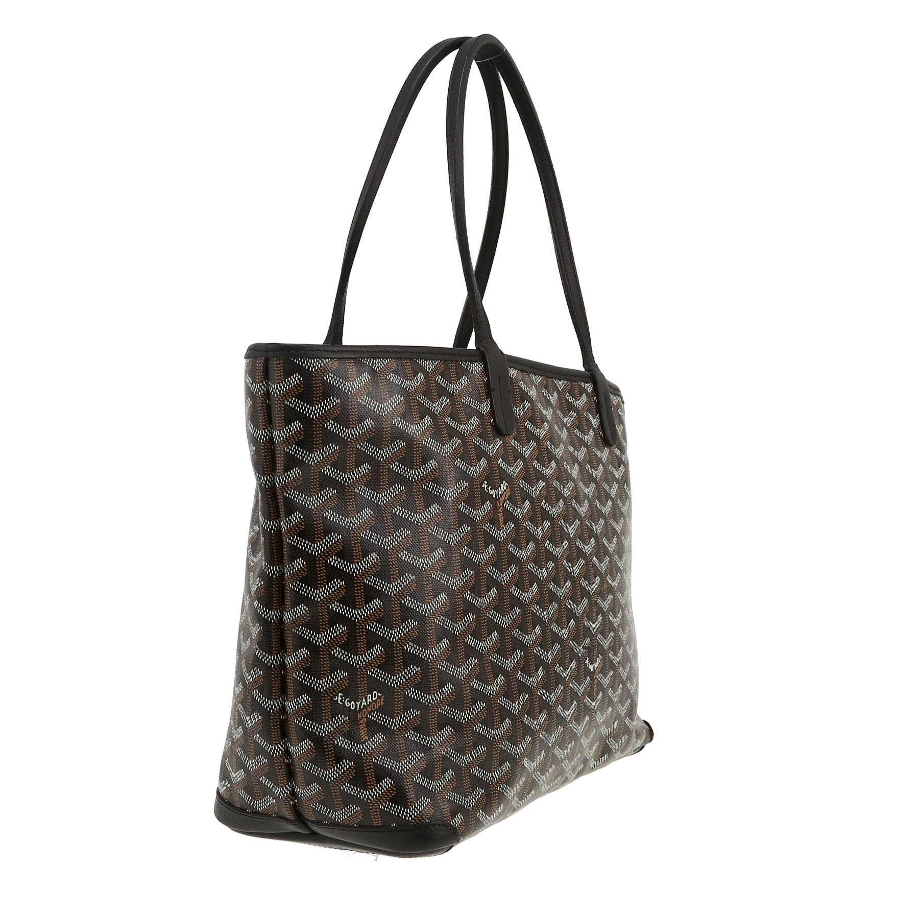 Goyard Artois tote bag in black Goyardine canvas and black leather