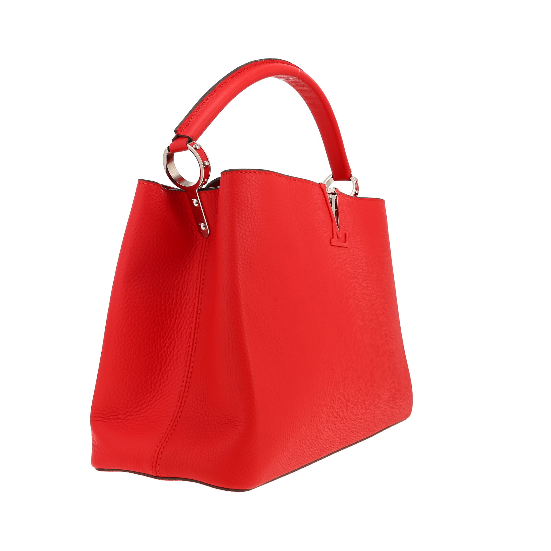 Bolso de mano Louis Vuitton  Capucines en cuero taurillon clémence rojo