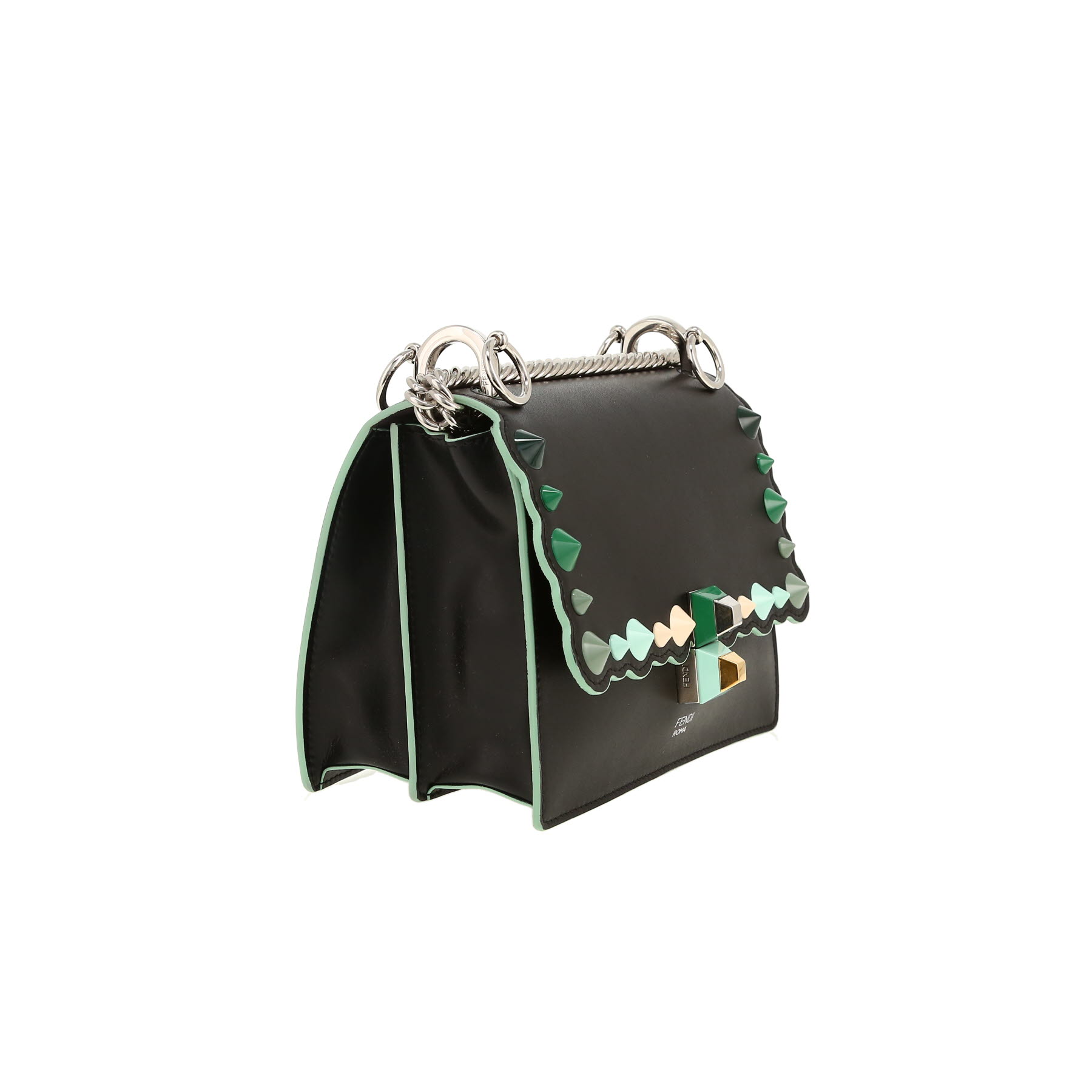 Fendi  Kan I shoulder bag  in black and green leather