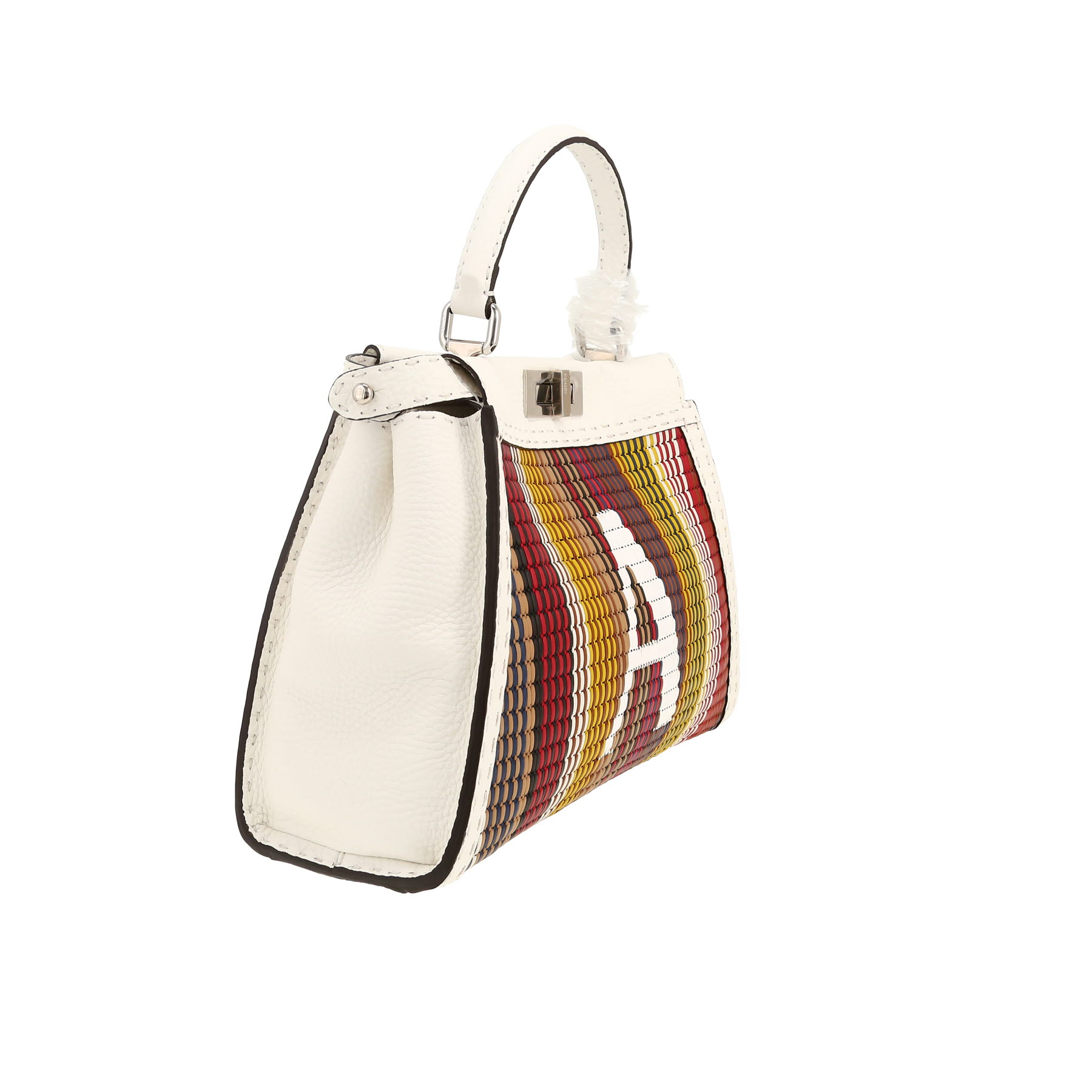 Fendi  Peekaboo handbag  in white leather  and multicolor leather