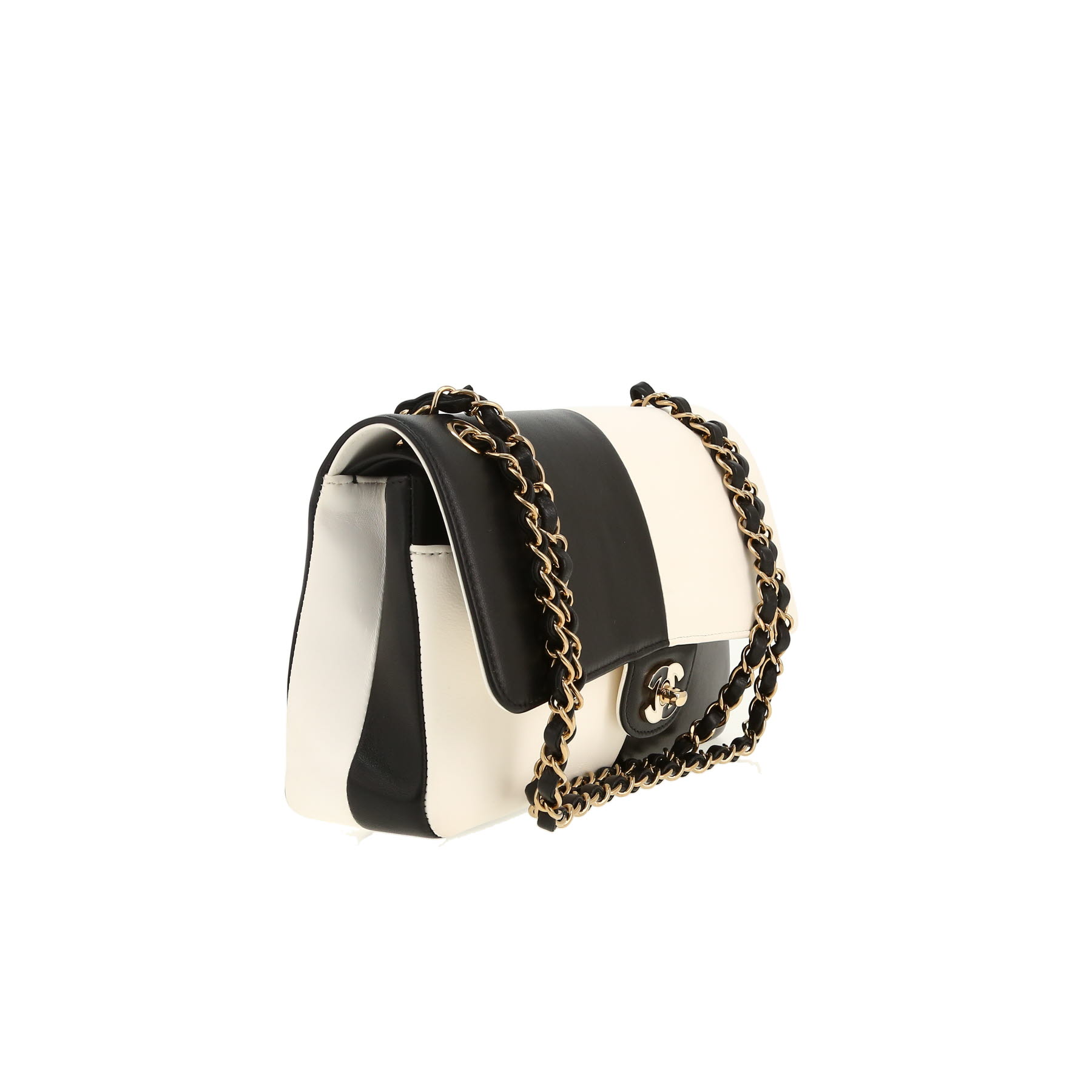 Chanel  Timeless handbag  in black and white bicolor  leather