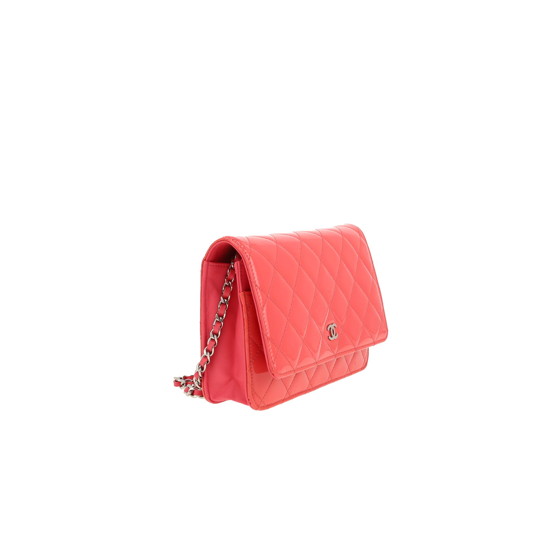 Borsa a tracolla Chanel  Wallet on Chain in pelle verniciata e foderata rosa