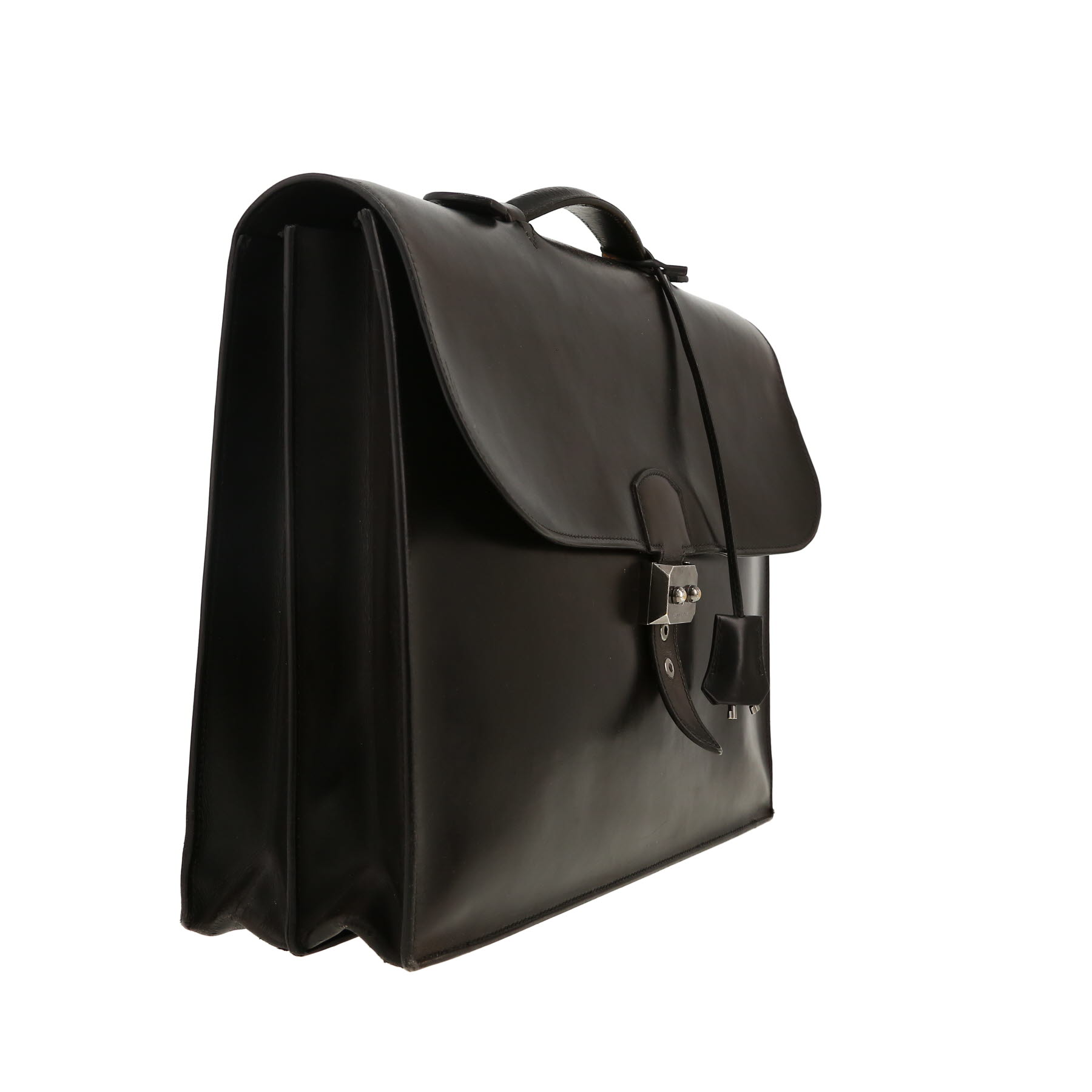 Hermès  Sac à dépêches briefcase  in black box leather